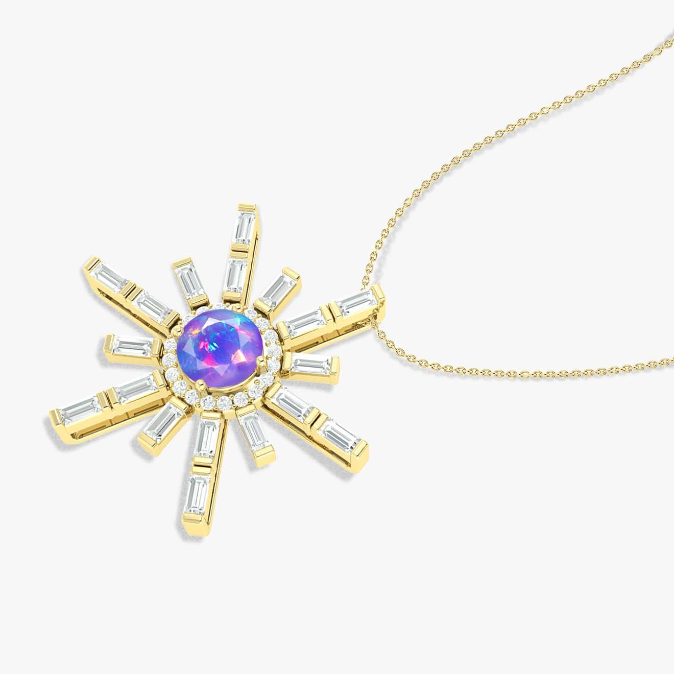 Natural Lavender Opal Sun Charm Pendant Necklace - Goodstone Jewels
