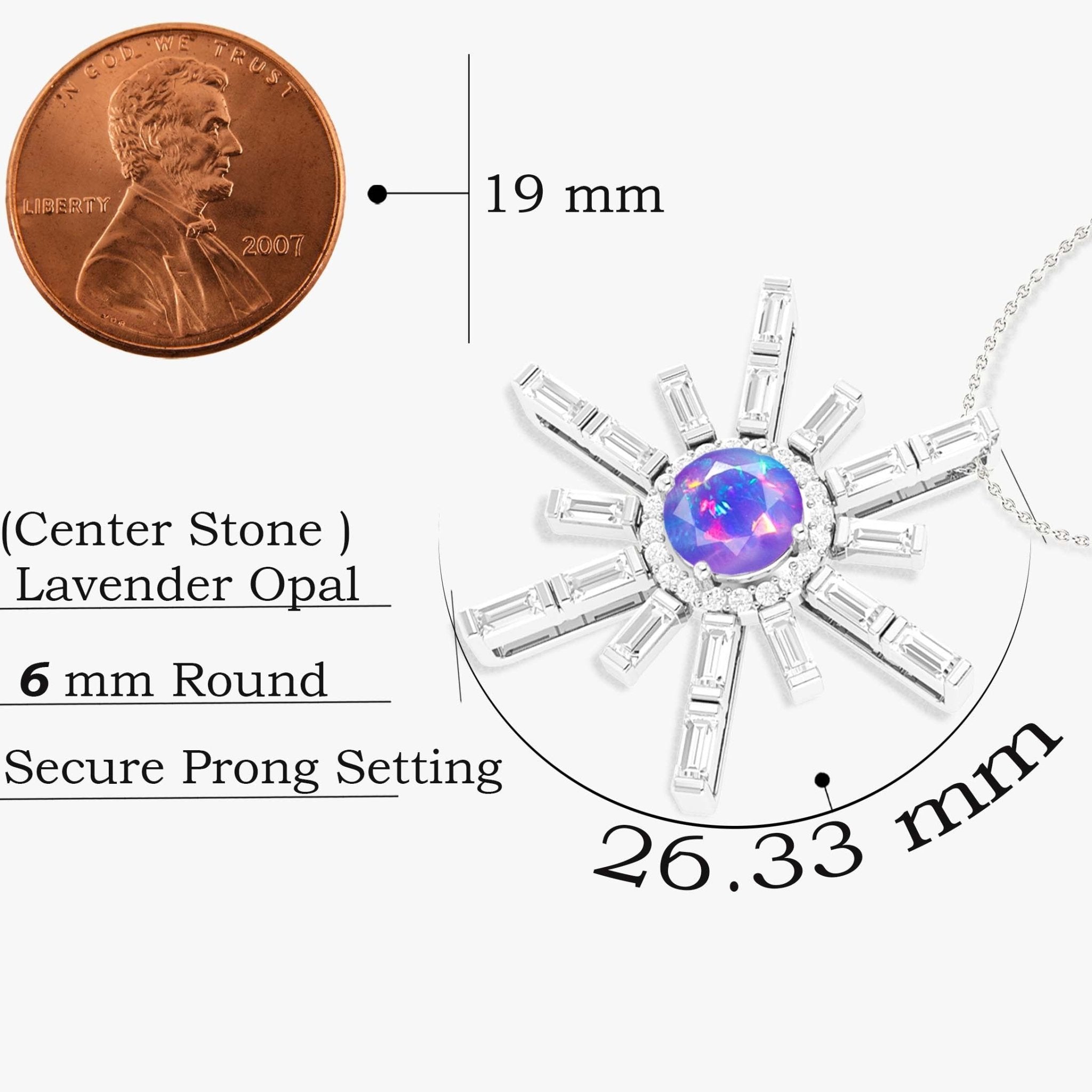 Natural Lavender Opal Sun Charm Pendant Necklace - Goodstone Jewels