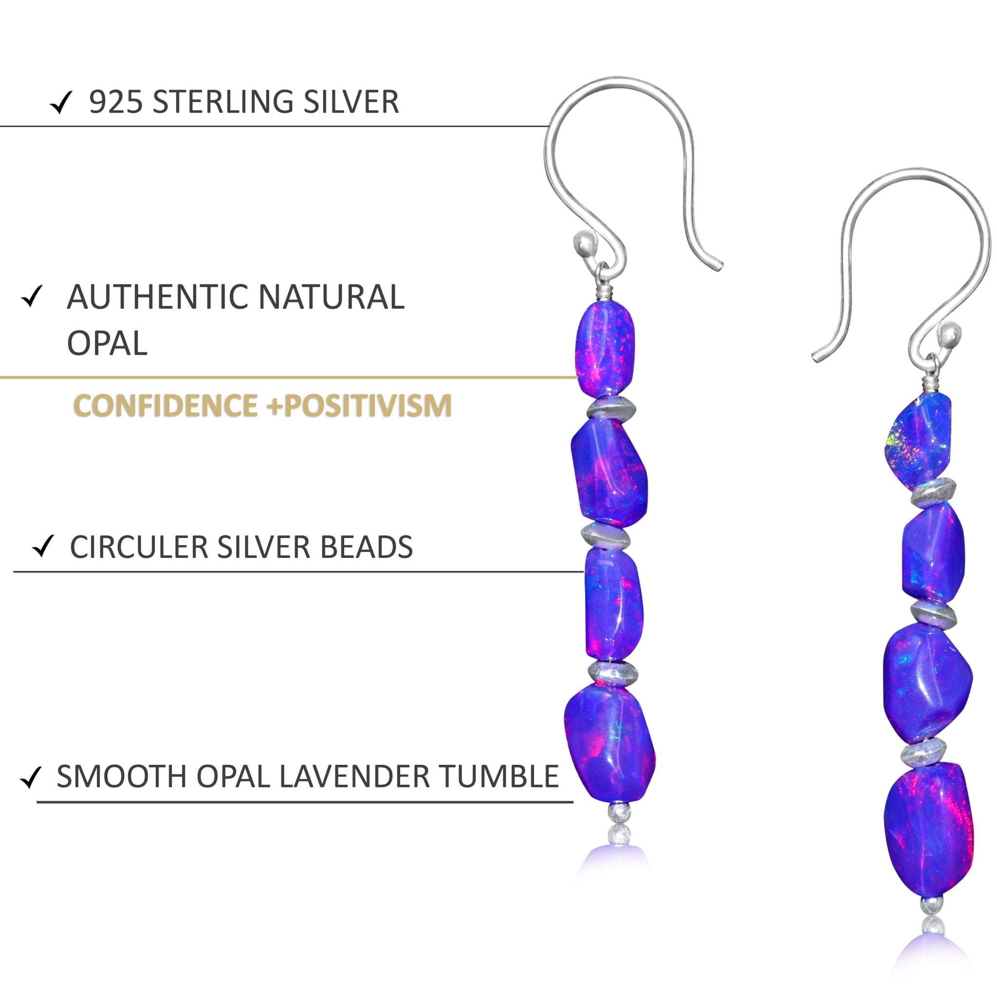 Natural Lavender Opal Tumble Bead Linear Dangle Earrings - Goodstone Jewels