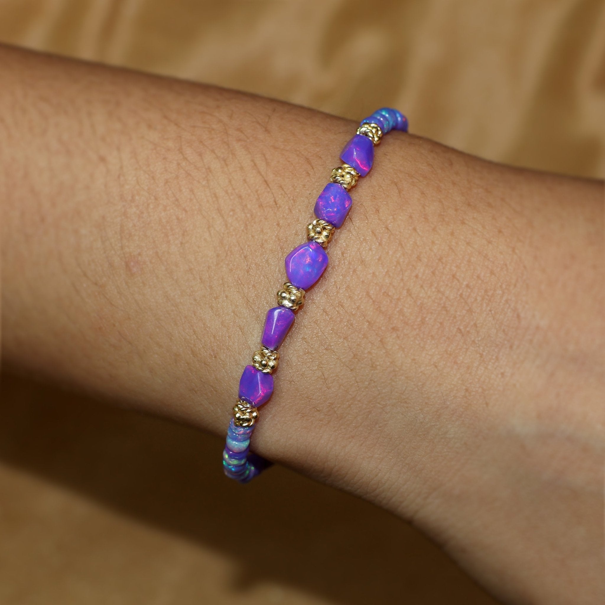 Natural Lavender Opal Tumble Beaded Dainty Bracelet - Goodstone Jewels