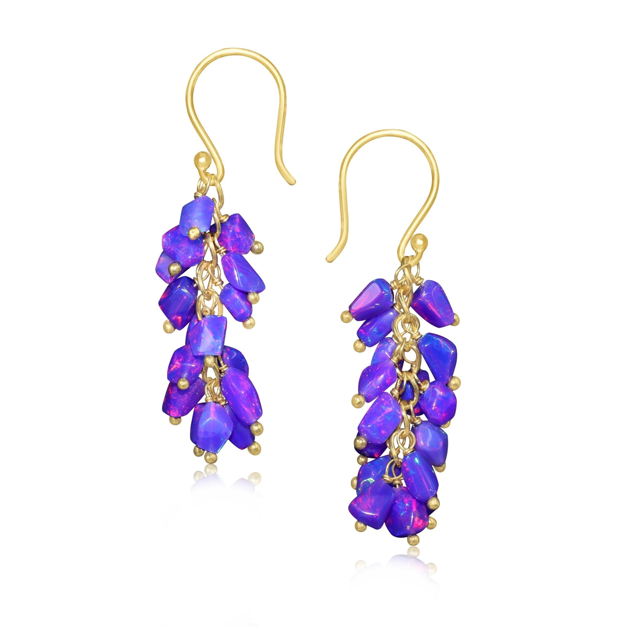 Natural Lavender Opal Tumble Shape Beaded Cluster Earrings - Goodstone Jewels