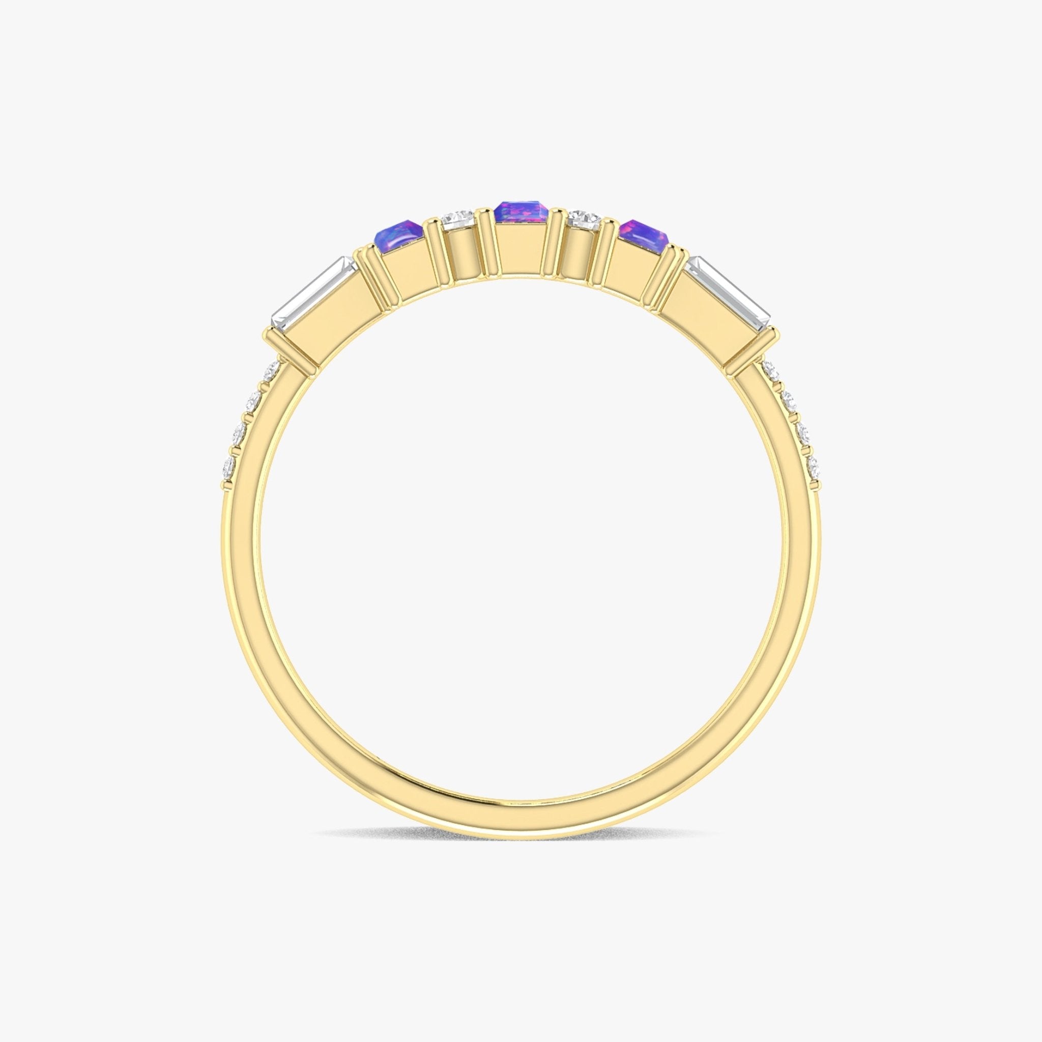 Natural Lavender Opal with White Zircon Three Stone Statement Ring - Goodstone Jewels