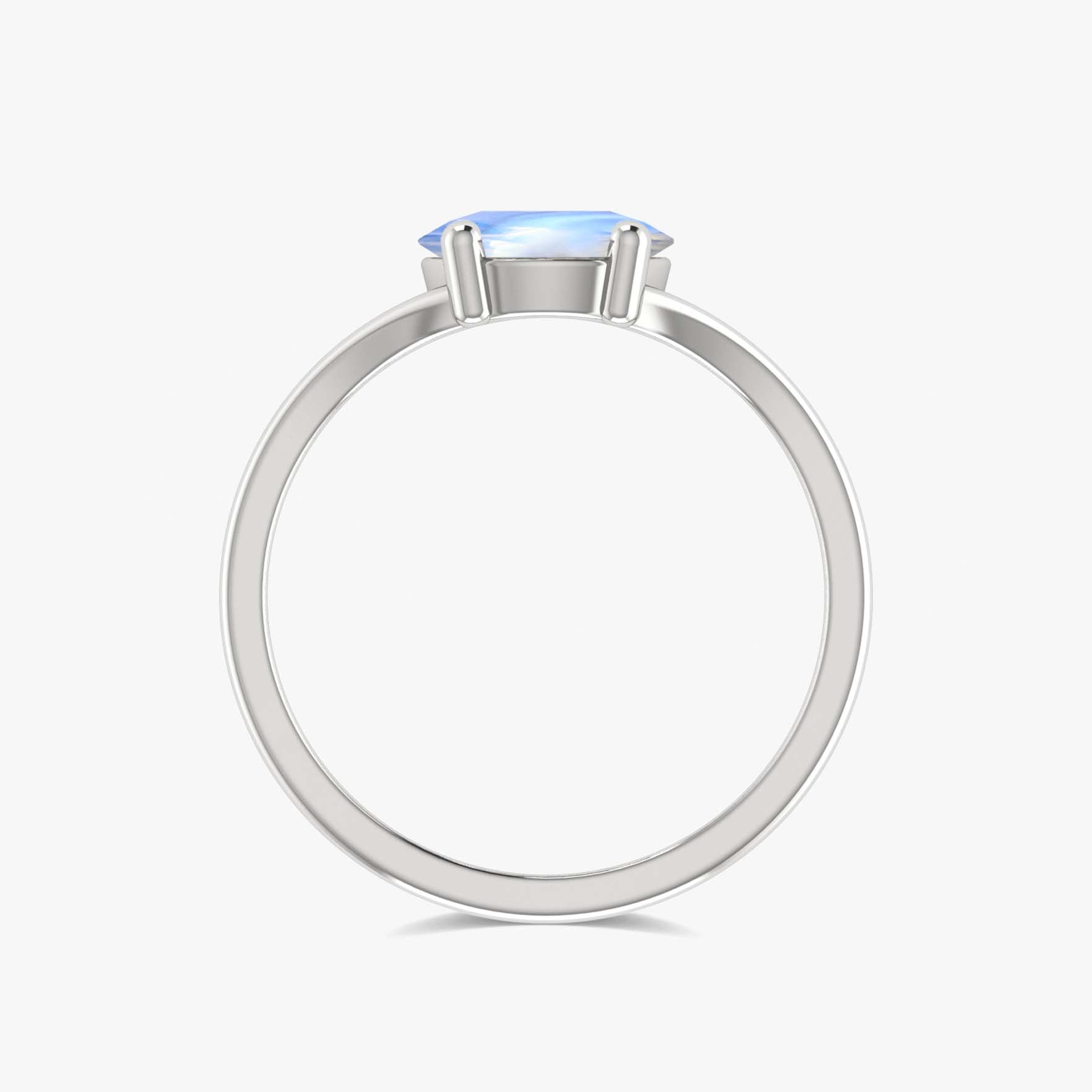 Natural Moonstone 2 Carat Round Shape Solitaire Wedding Ring - Goodstone Jewels