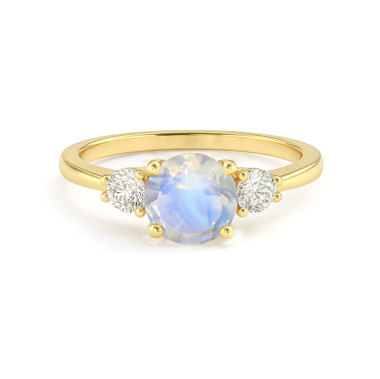 Natural Moonstone and Cubic Zircon Birthstone Trilogy Ring - Goodstone Jewels