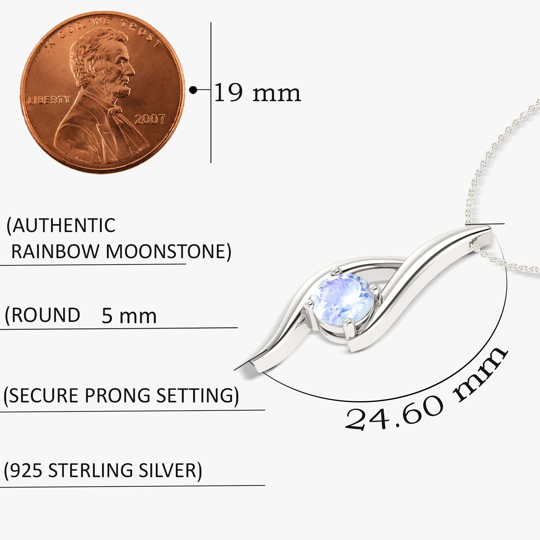 Natural Moonstone Bypass Pendant Chain Necklace - Goodstone Jewels