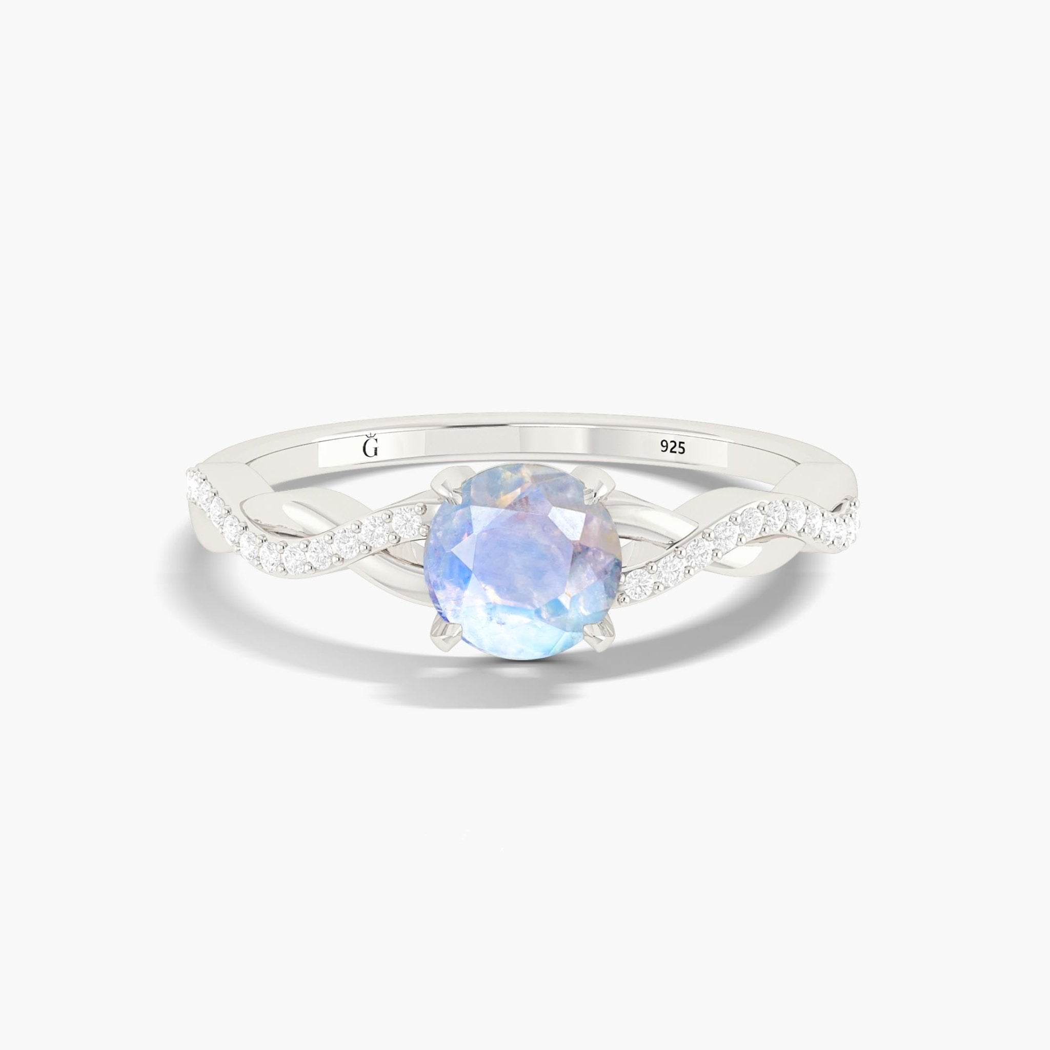 Natural Moonstone Crossover Ring for Womens Birthstone Jewelry - Goodstone Jewels