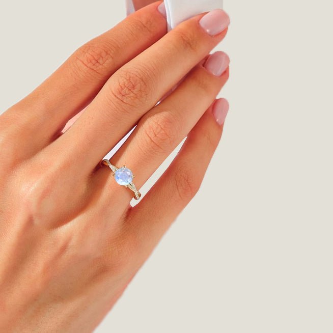Natural Moonstone Crossover Ring for Womens Birthstone Jewelry - Goodstone Jewels