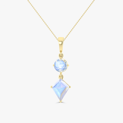 Natural Moonstone Dual Stone Long Chain Pendant Necklace
