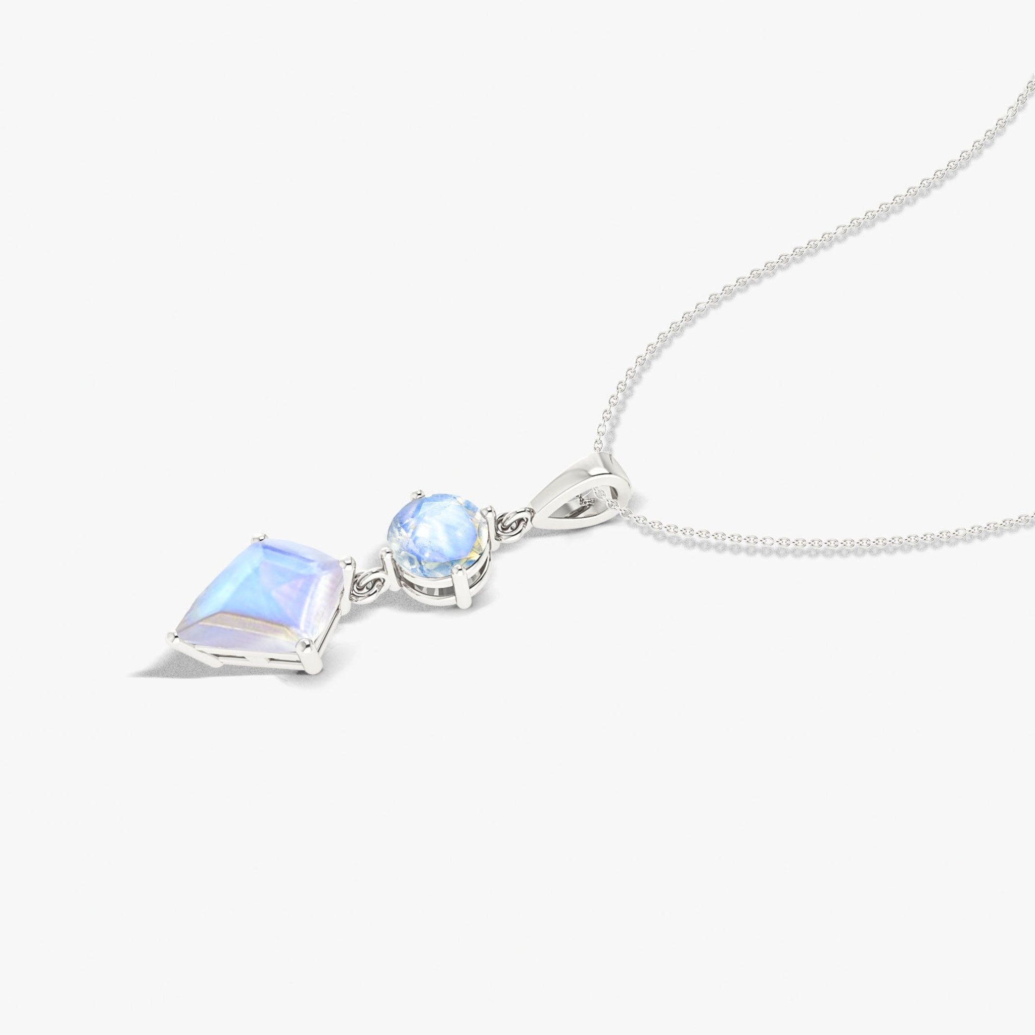 Natural Moonstone Dual Stone Long Chain Pendant Necklace - Goodstone Jewels