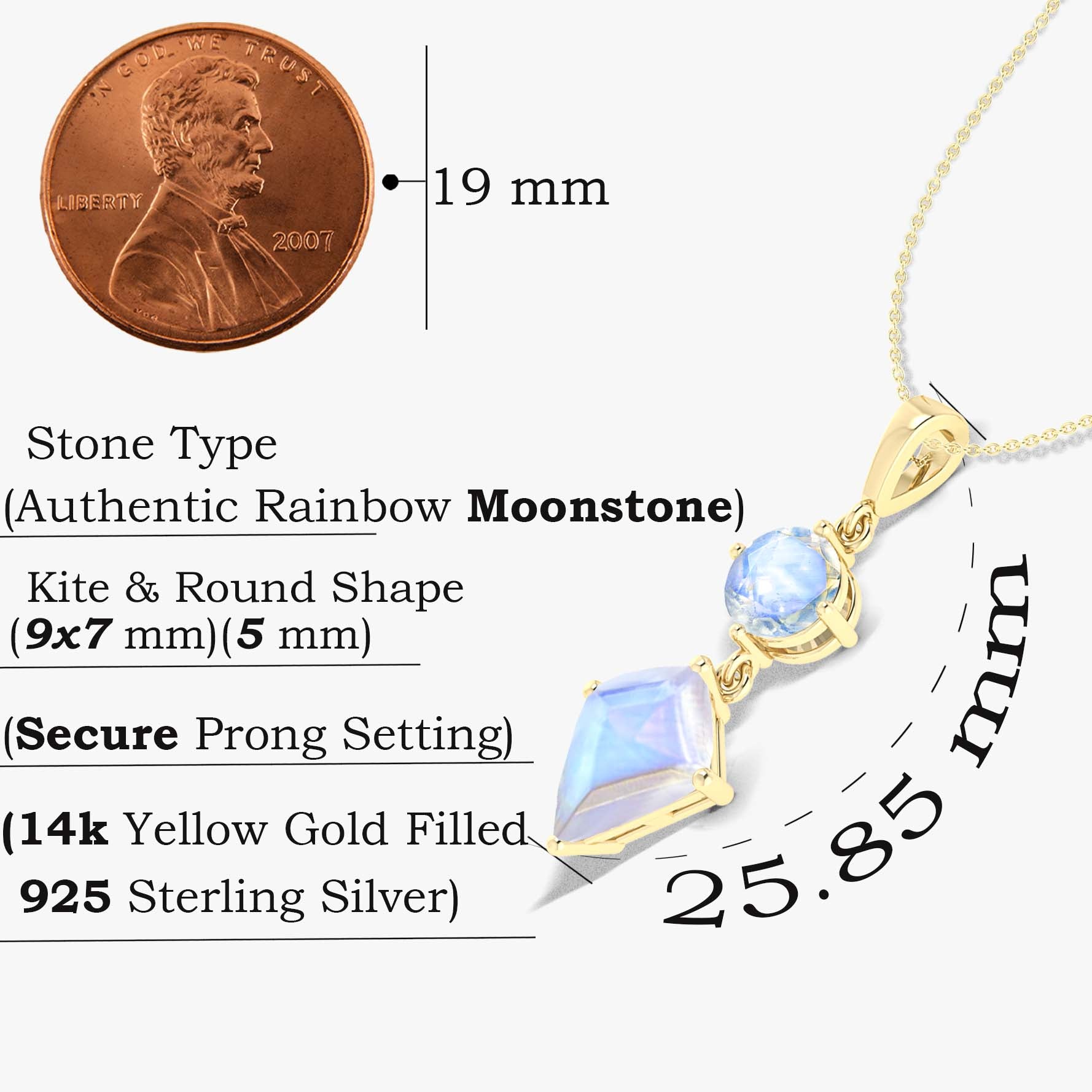 Natural Moonstone Dual Stone Long Chain Pendant Necklace - Goodstone Jewels