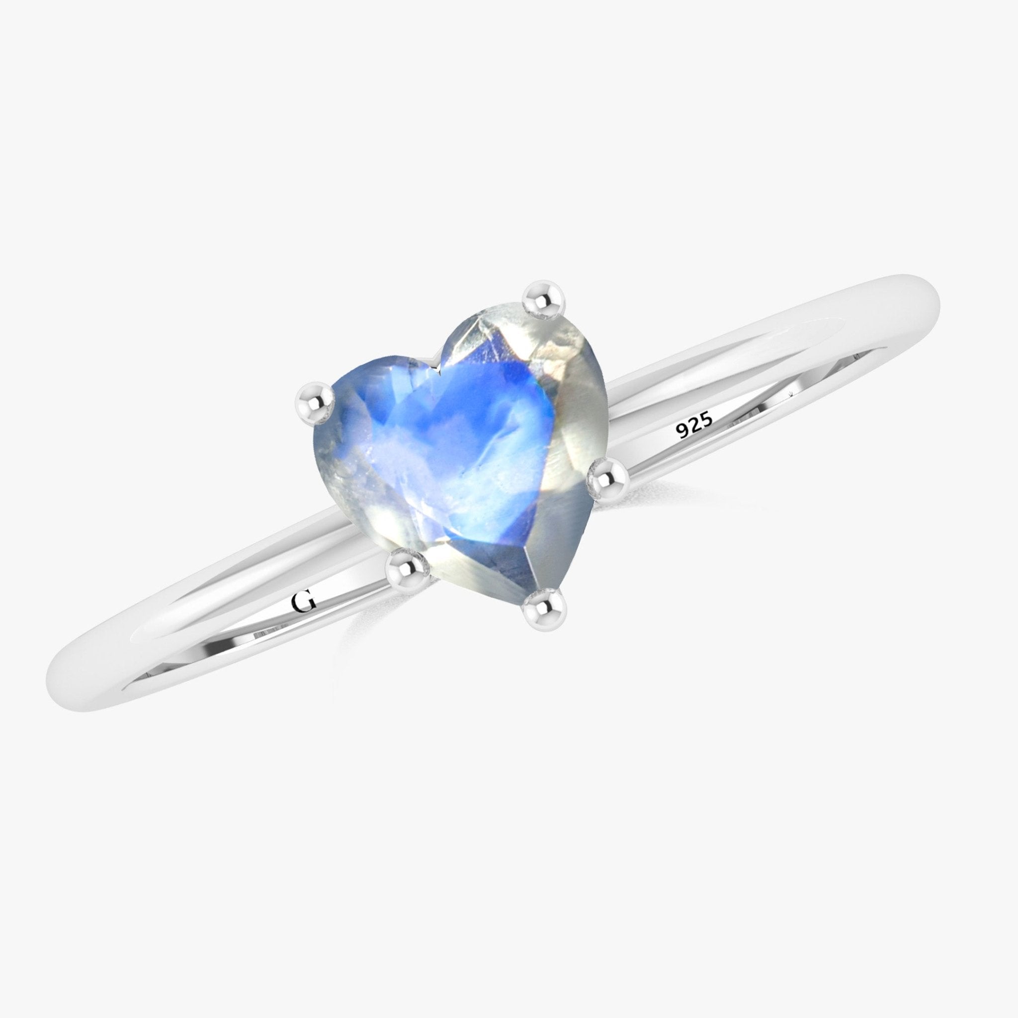 Natural Moonstone Gemstone Heart Ring in Yellow Gold Filled & 925 Silver - Goodstone Jewels