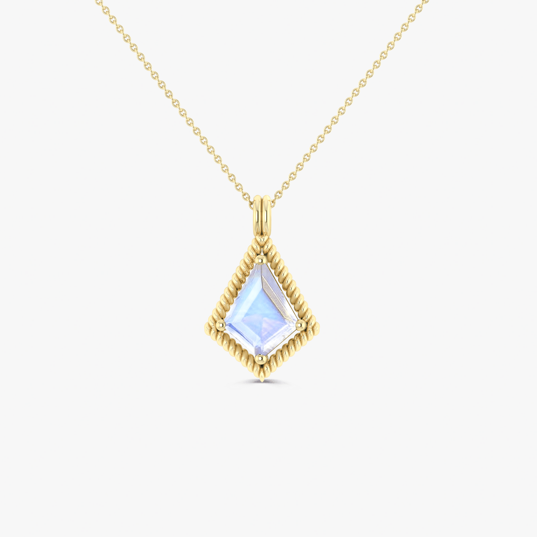 Natural Moonstone Kite Style Chain Pendant Necklace - Goodstone Jewels