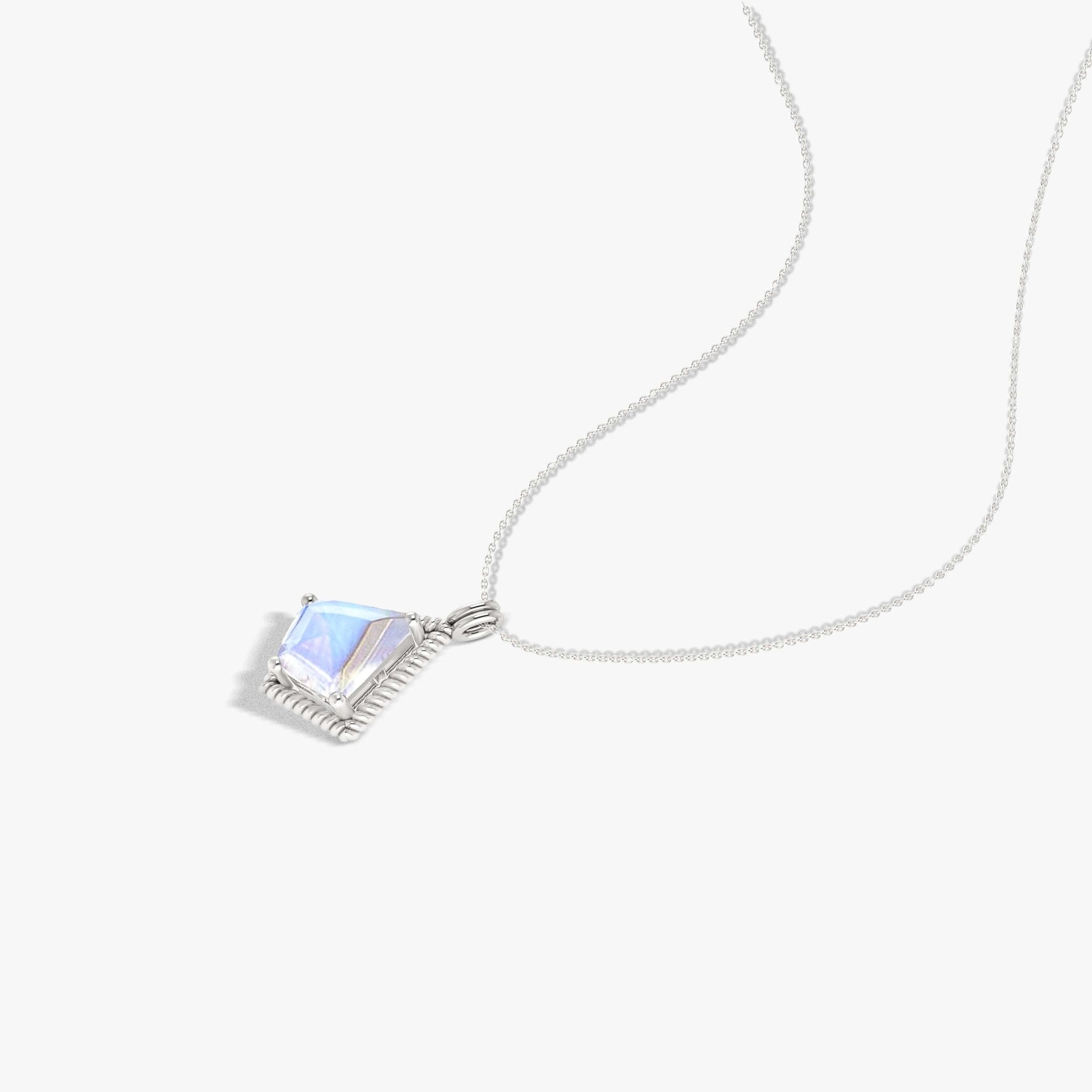 Natural Moonstone Kite Style Chain Pendant Necklace - Goodstone Jewels