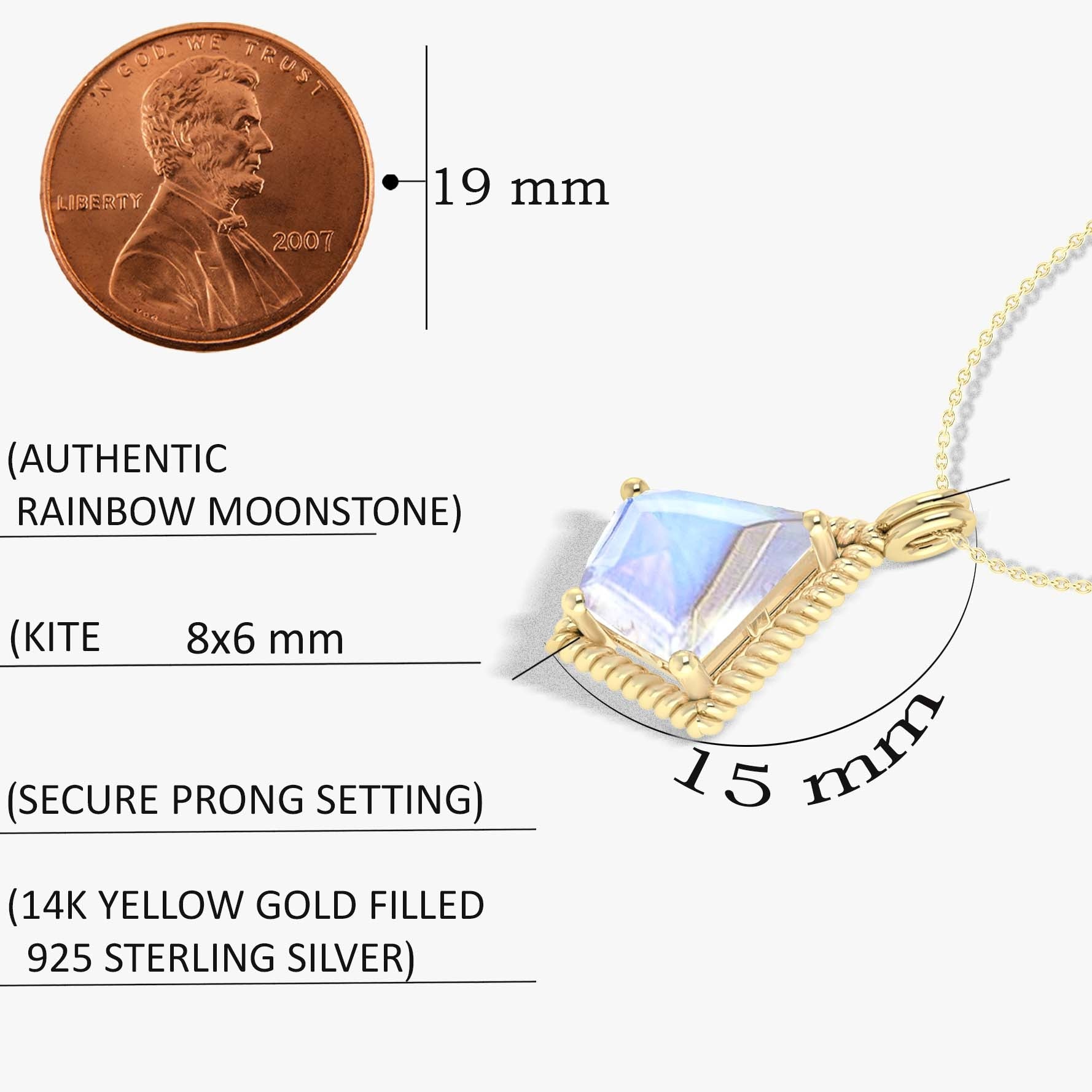 Natural Moonstone Kite Style Chain Pendant Necklace - Goodstone Jewels