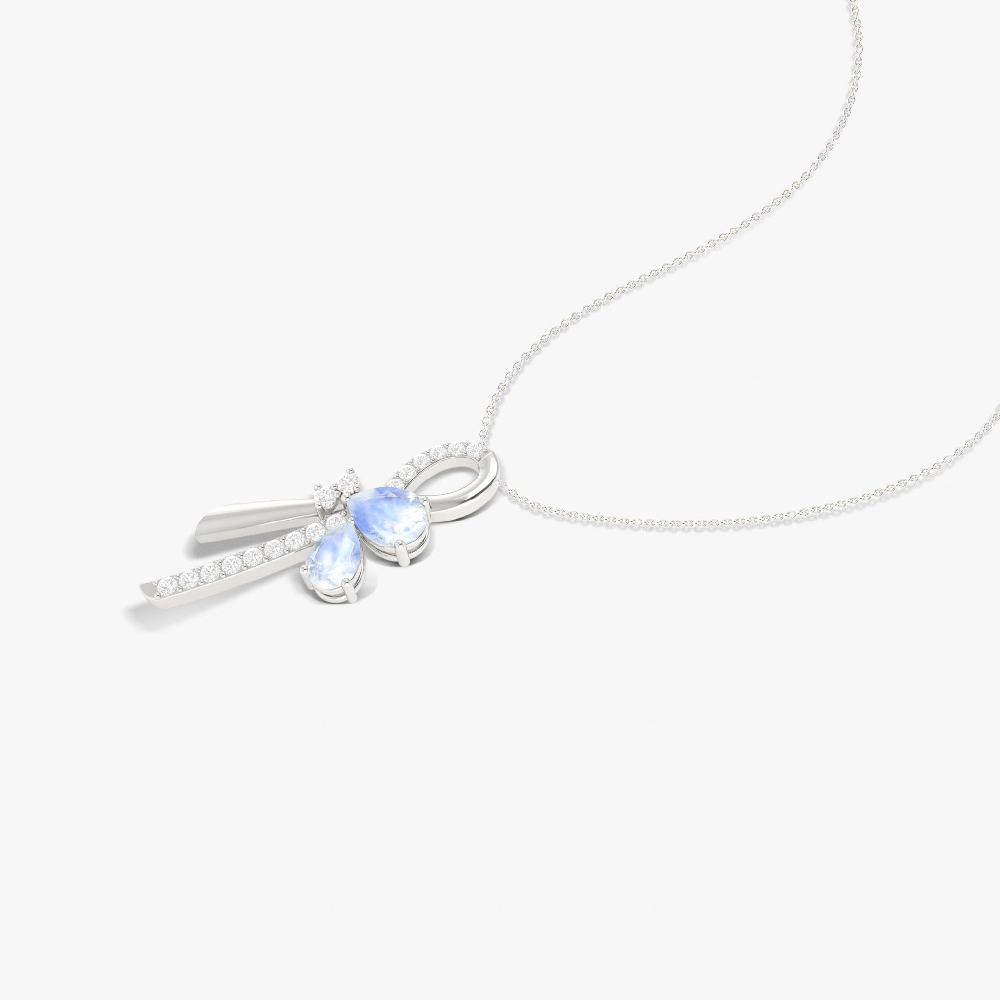 Natural Moonstone Knot Style Charm Pendant Necklace - Goodstone Jewels