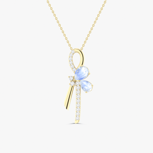 Natural Moonstone Knot Style Charm Pendant Necklace