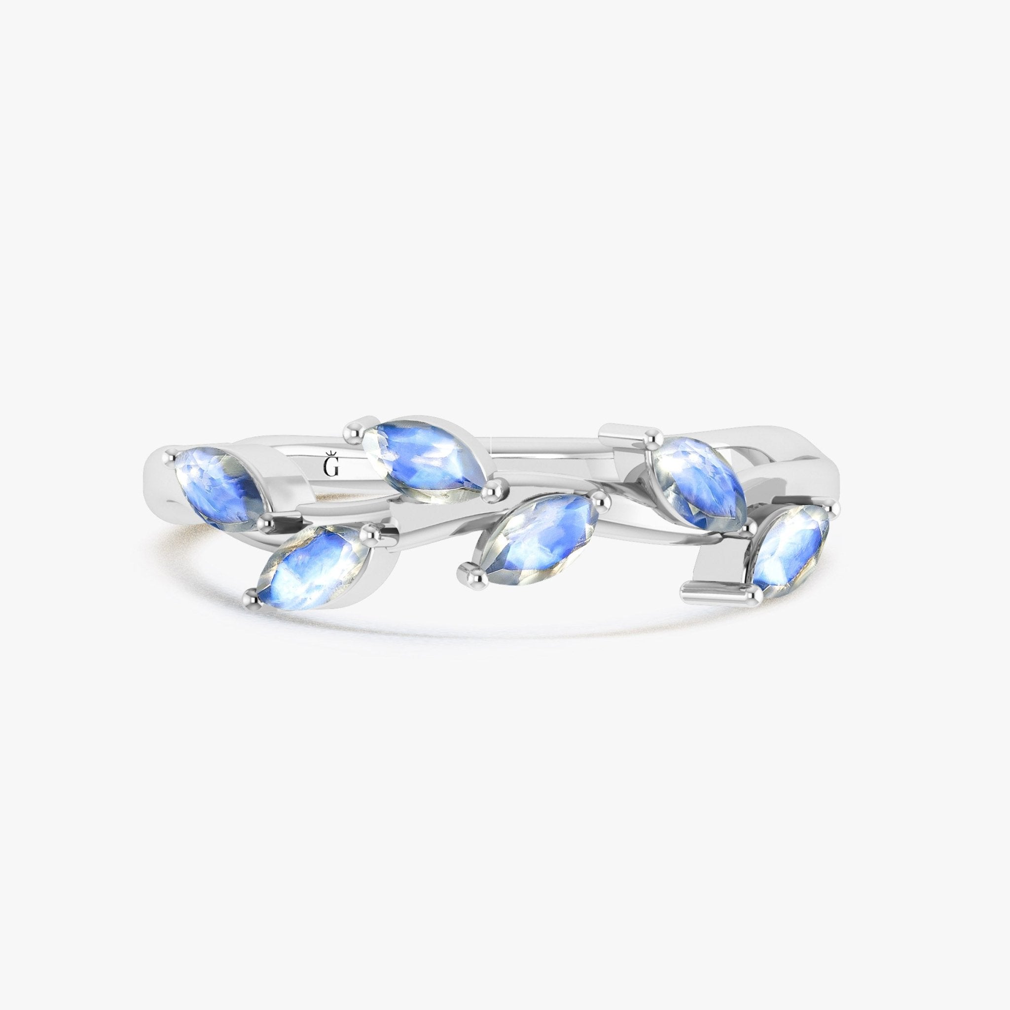 Natural Moonstone Leaf Style Six Stone Gold Filled & 925 Silver Ring - Goodstone Jewels