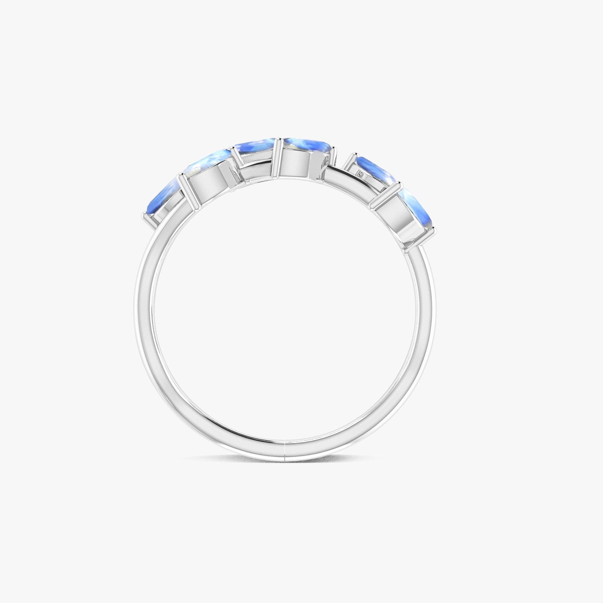 Natural Moonstone Leaf Style Six Stone Gold Filled & 925 Silver Ring - Goodstone Jewels