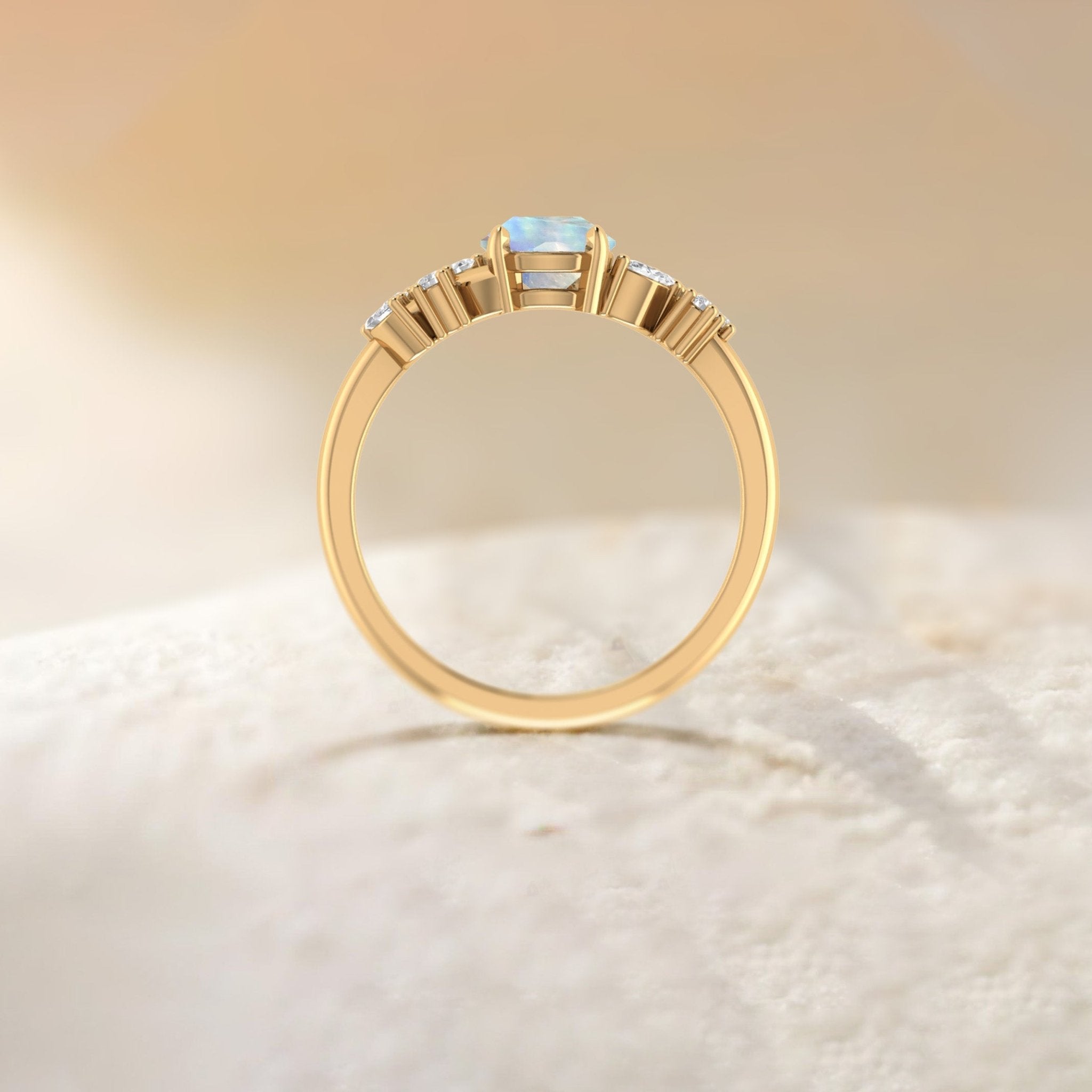 Natural Moonstone Leaf Style Statement Ring For Her - Goodstone Jewels