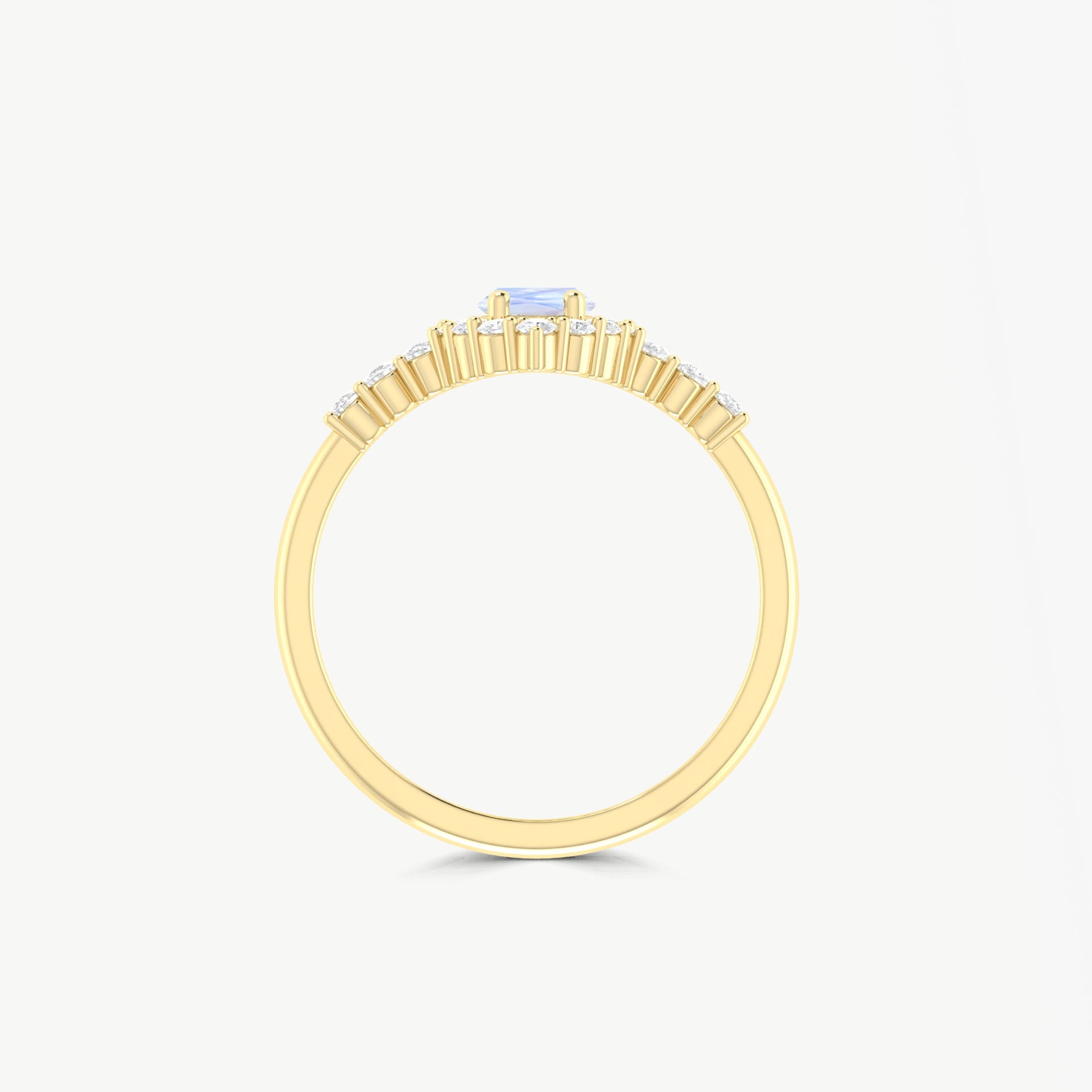 Natural Moonstone Marquise Shape Halo Wedding Ring - Goodstone Jewels