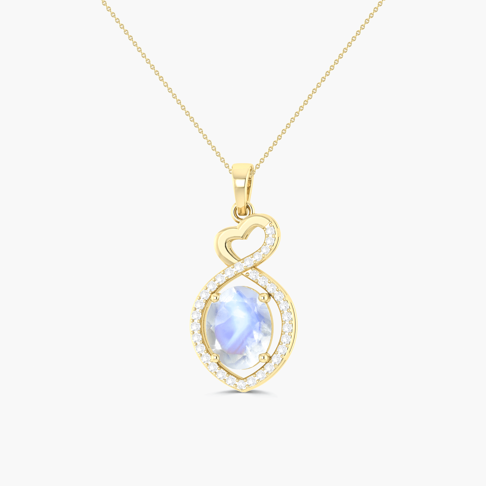 Natural Moonstone Mini Heart Style Chain Pendant Necklace - Goodstone Jewels