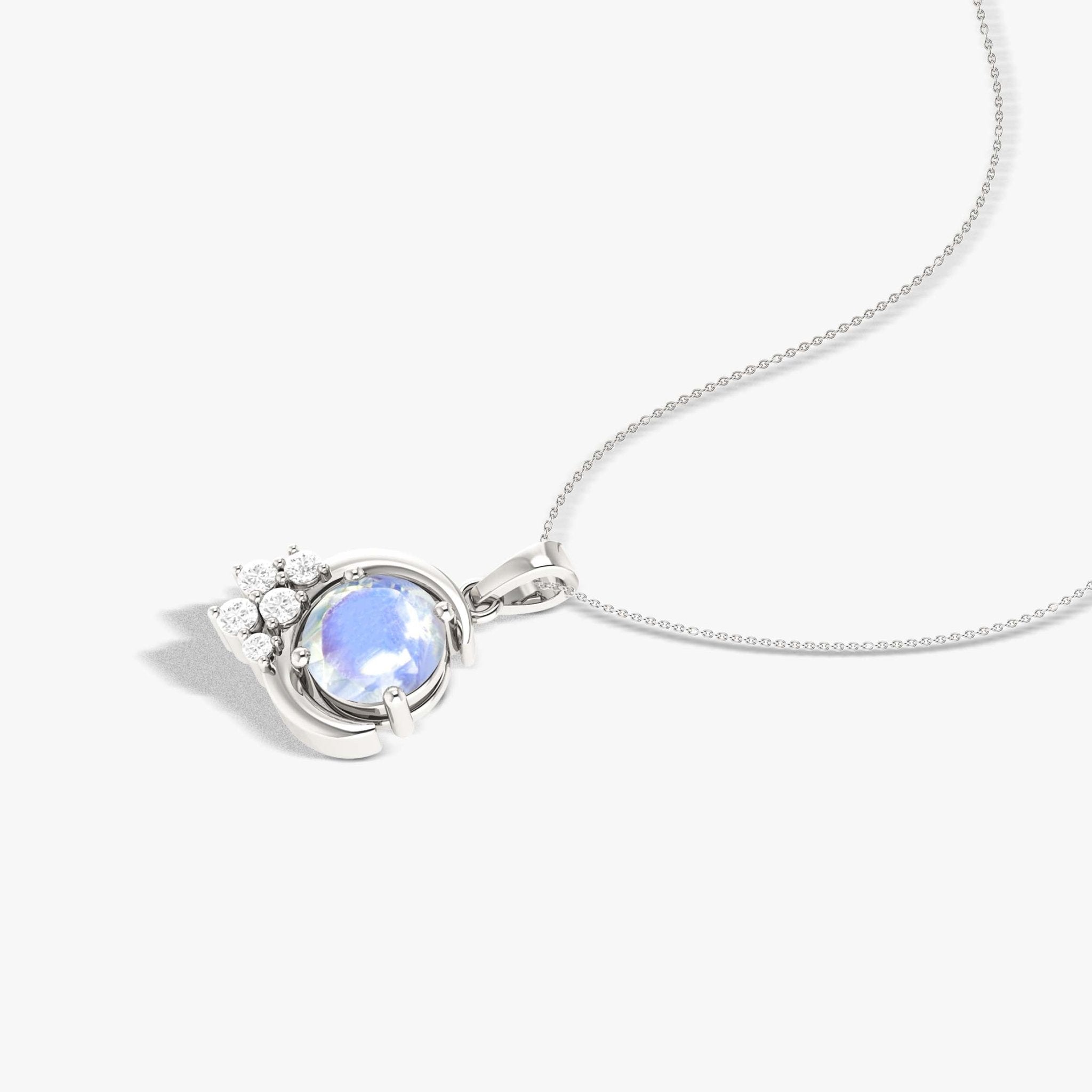 Natural Moonstone Moon Charm Pendant Necklace - Goodstone Jewels