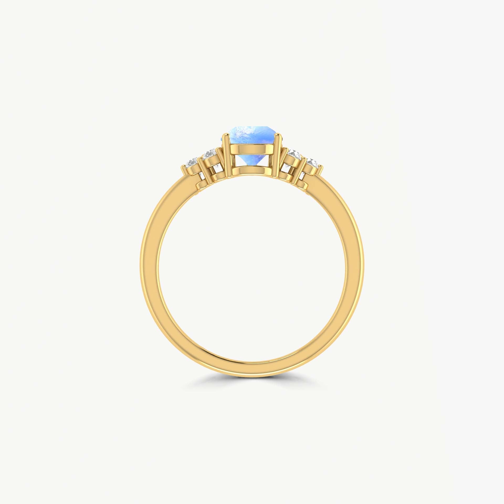 Natural Moonstone Pear Shape & White Zircon Solitaire with Accents Ring - Goodstone Jewels