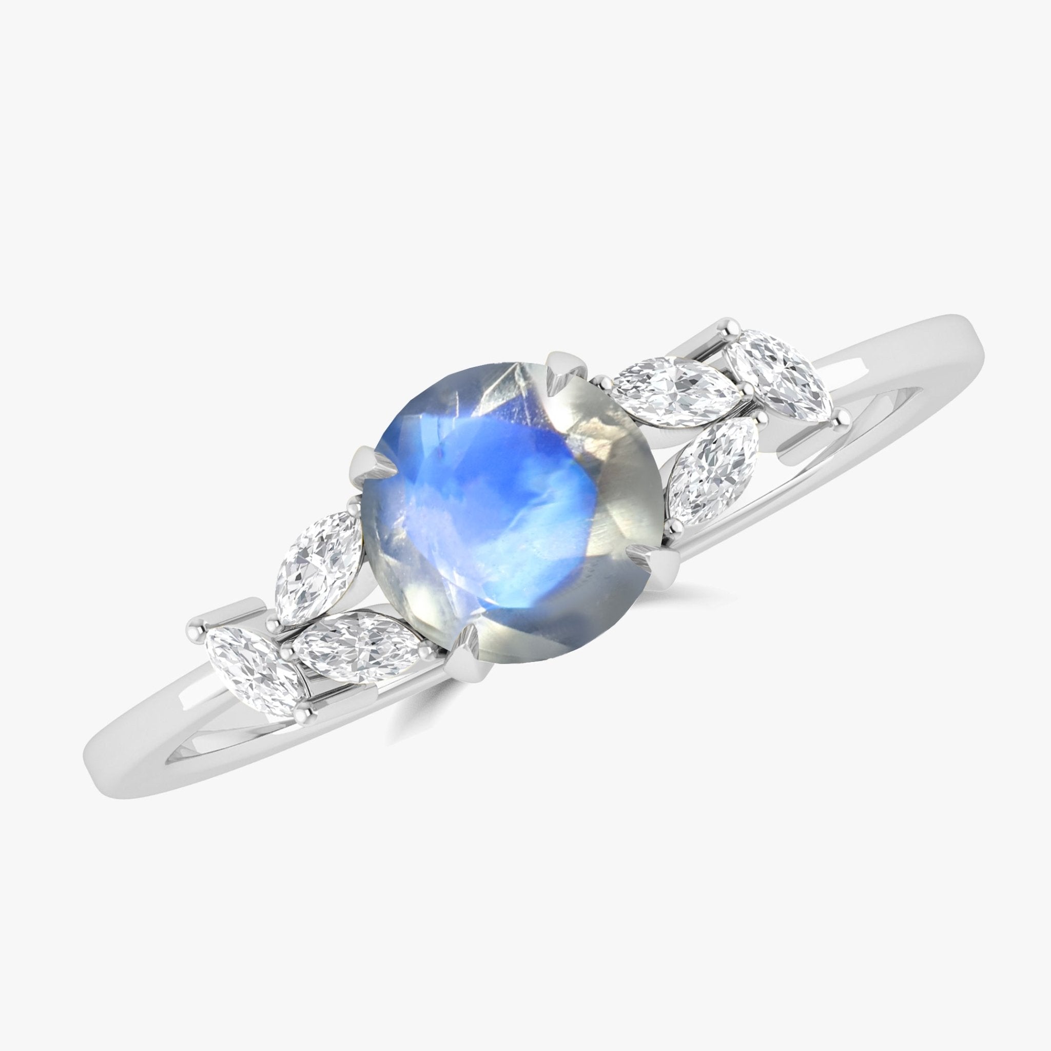 Natural Moonstone Round Stone Statement Ring in Silver & Gold Filled - Goodstone Jewels
