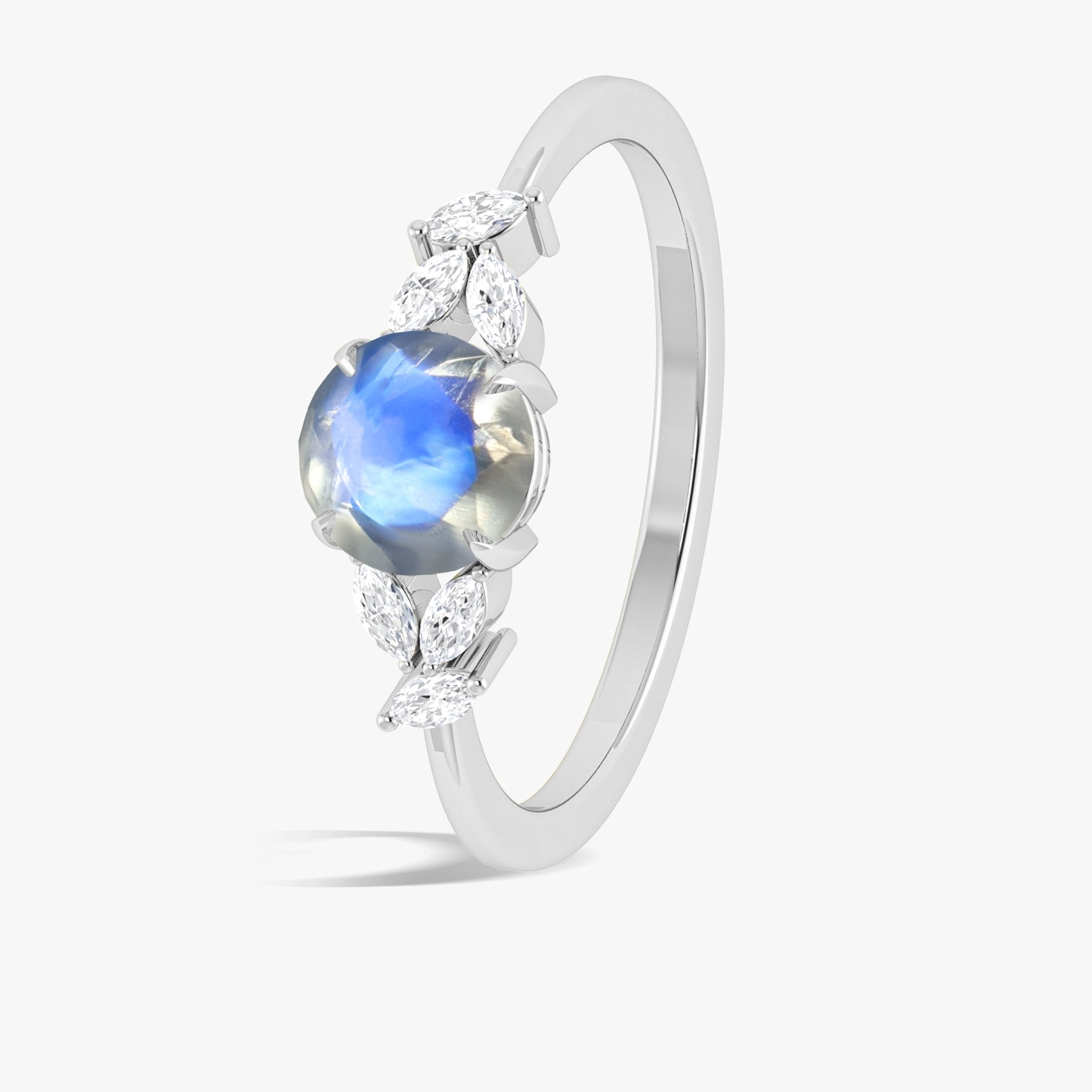 Natural Moonstone Round Stone Statement Ring in Silver & Gold Filled - Goodstone Jewels