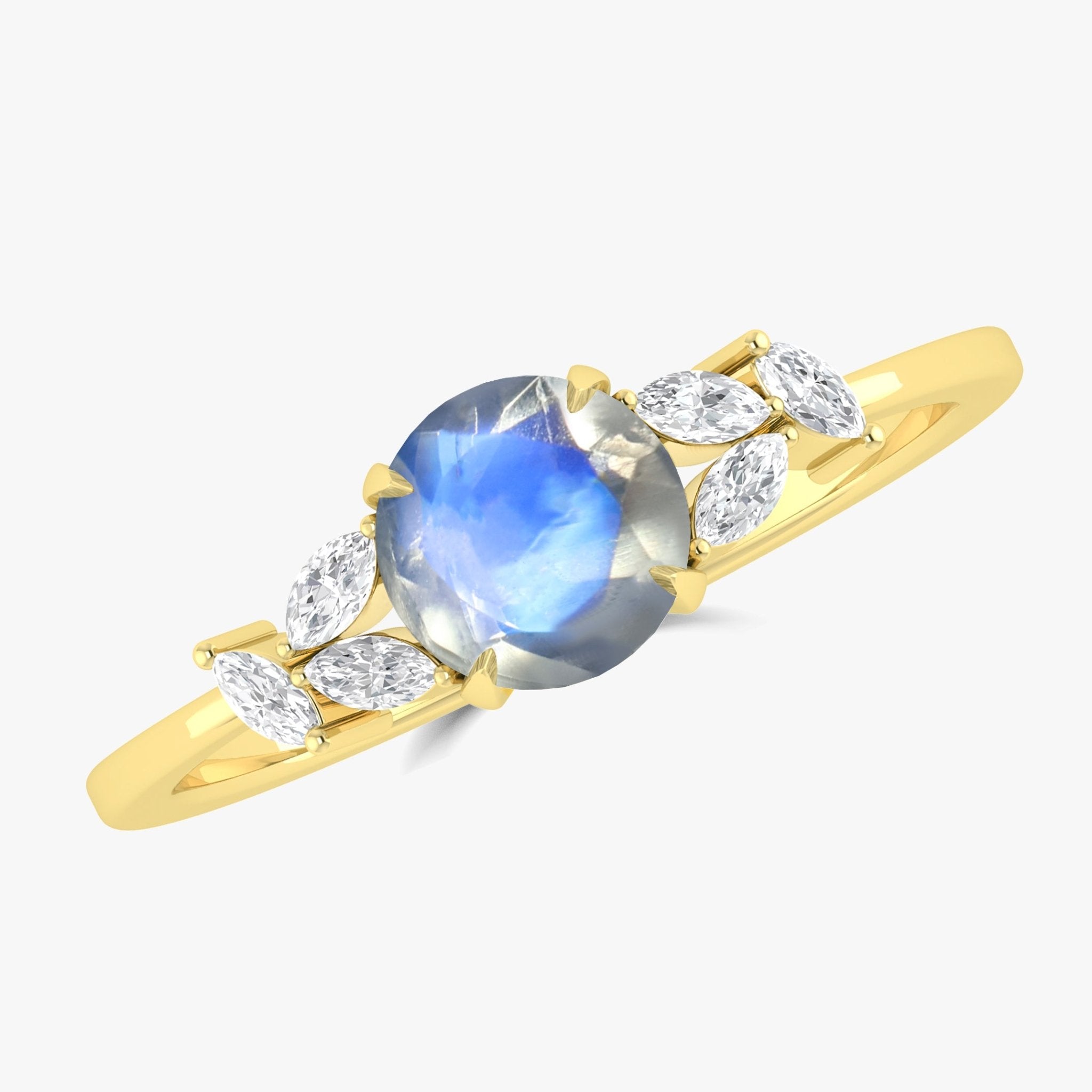 Natural Moonstone Round Stone Statement Ring in Silver & Gold Filled - Goodstone Jewels