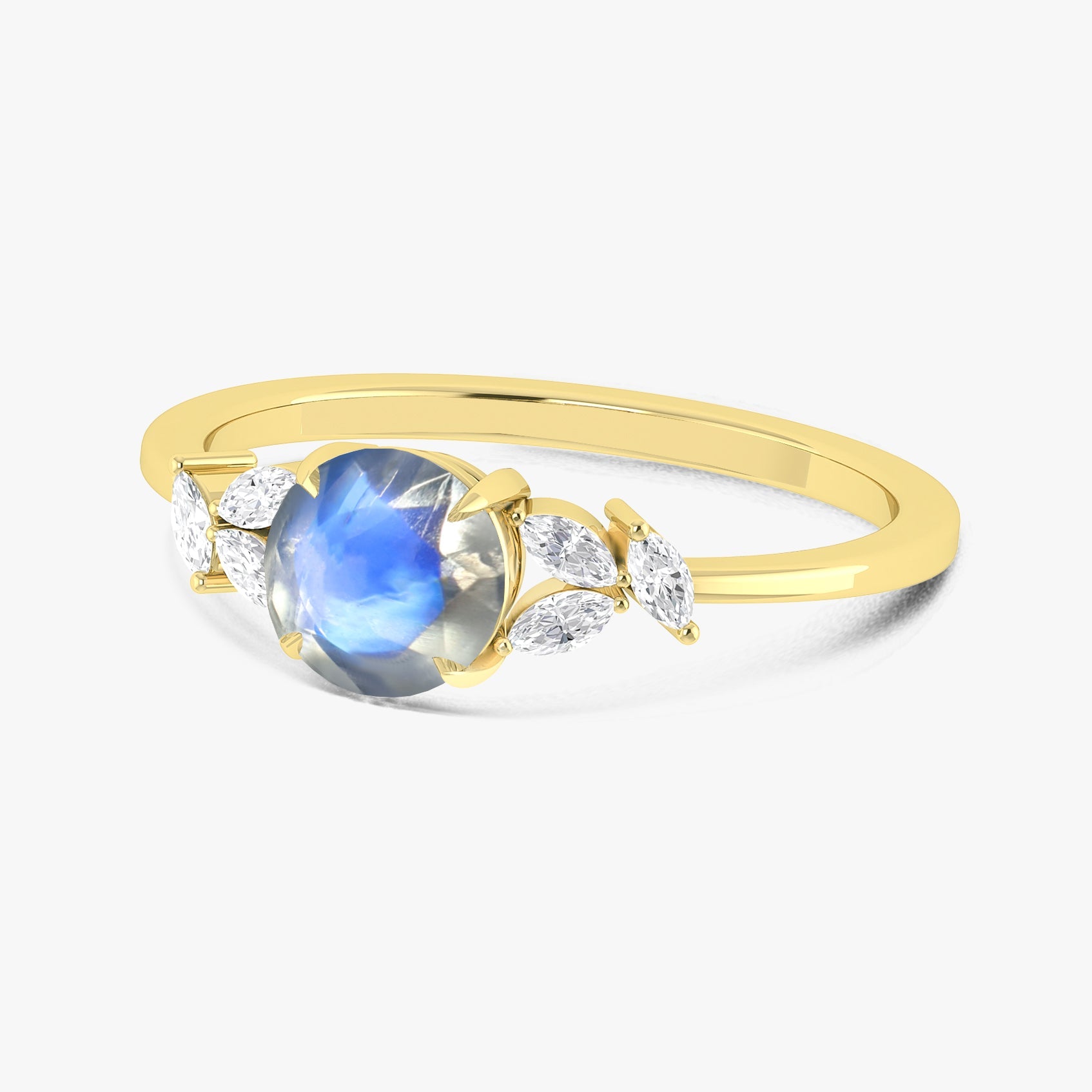 Natural Moonstone Round Stone Statement Ring in Silver & Gold Filled - Goodstone Jewels