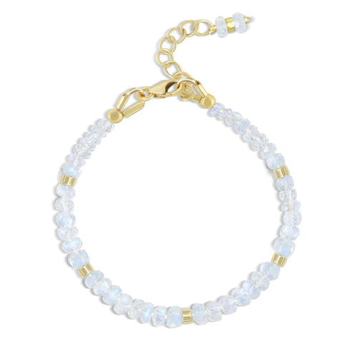 Natural Moonstone Separator Bead Strand Rondelle Bracelet