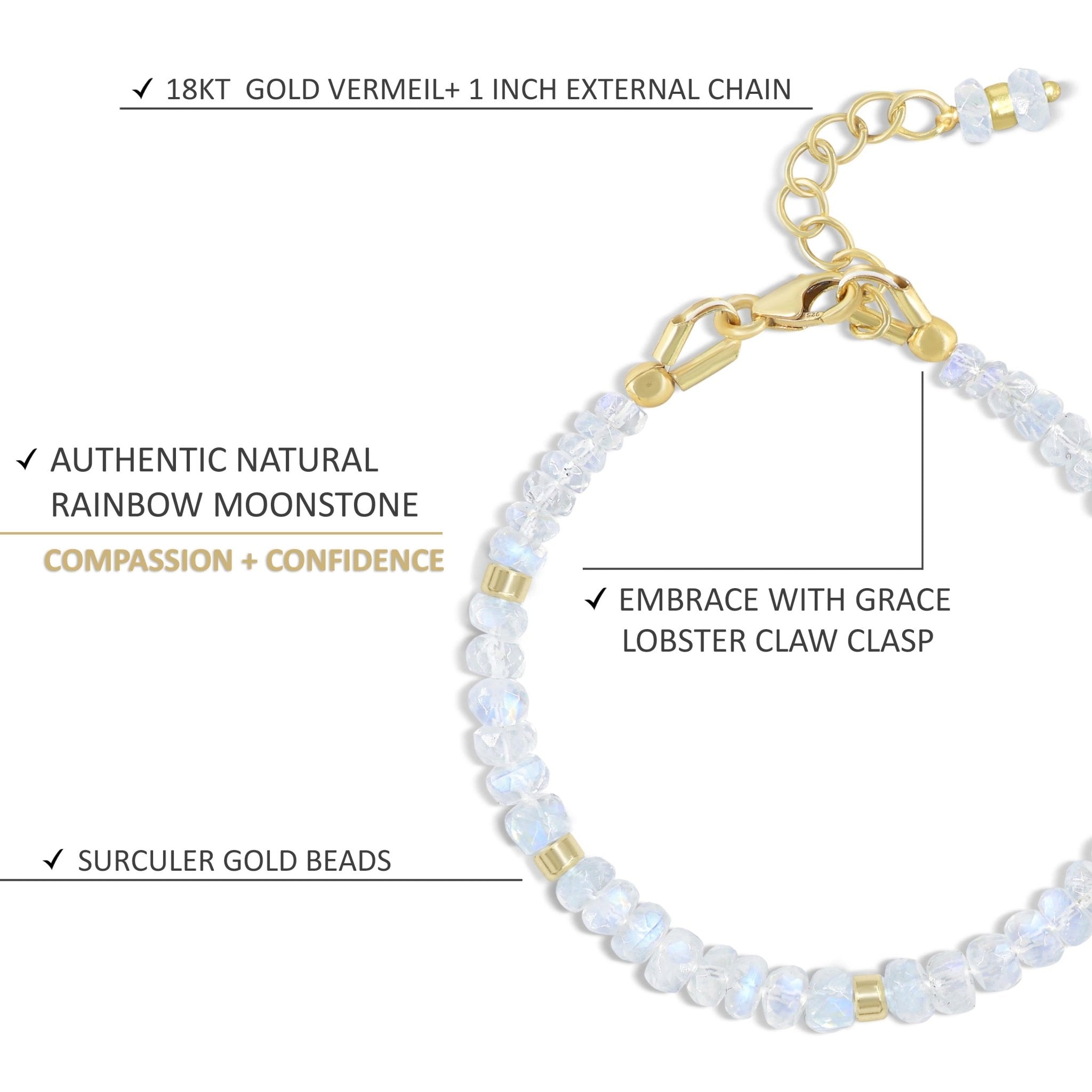 Natural Moonstone Separator Bead Strand Rondelle Bracelet - Goodstone Jewels