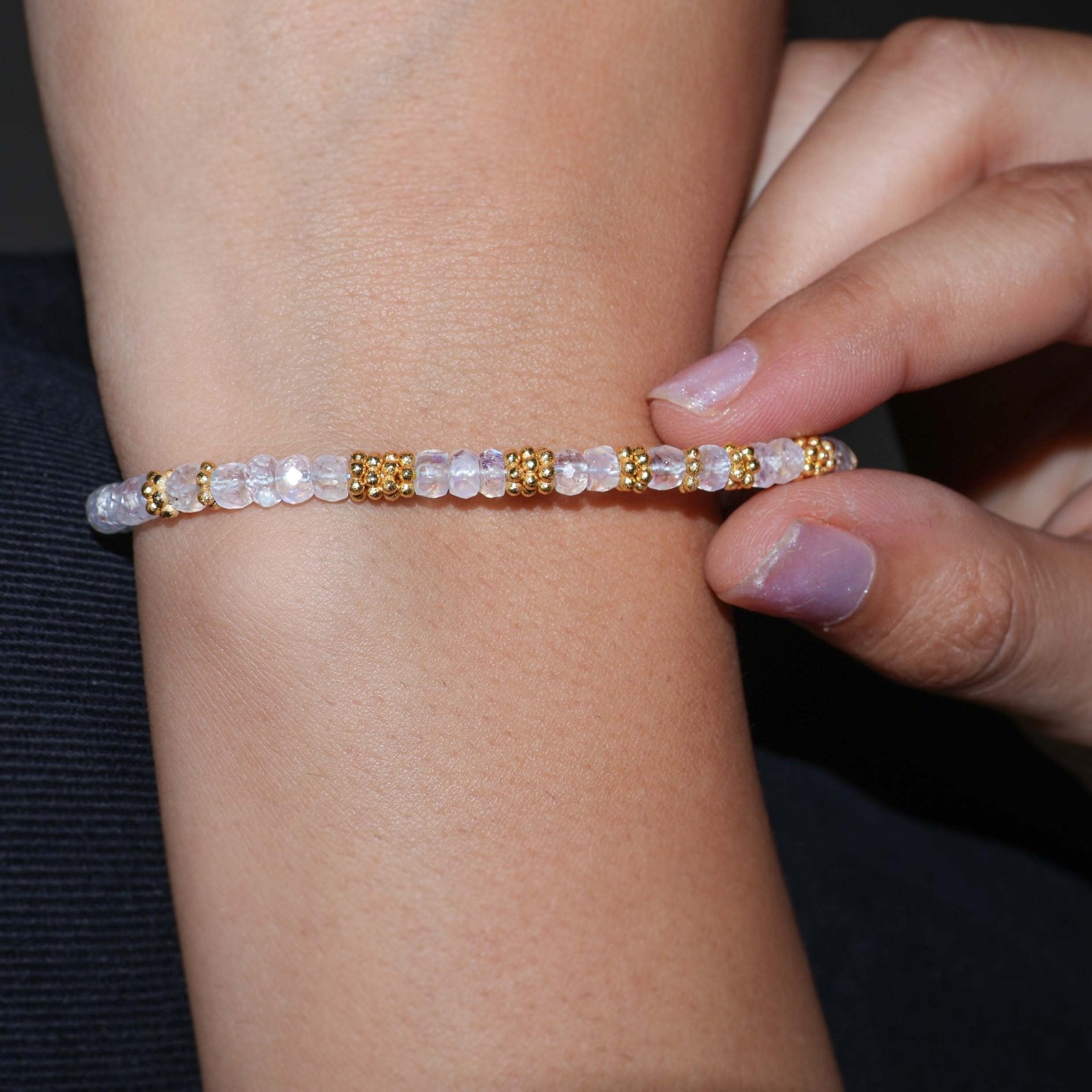Natural Moonstone Separator Beaded Bracelet - Goodstone Jewels