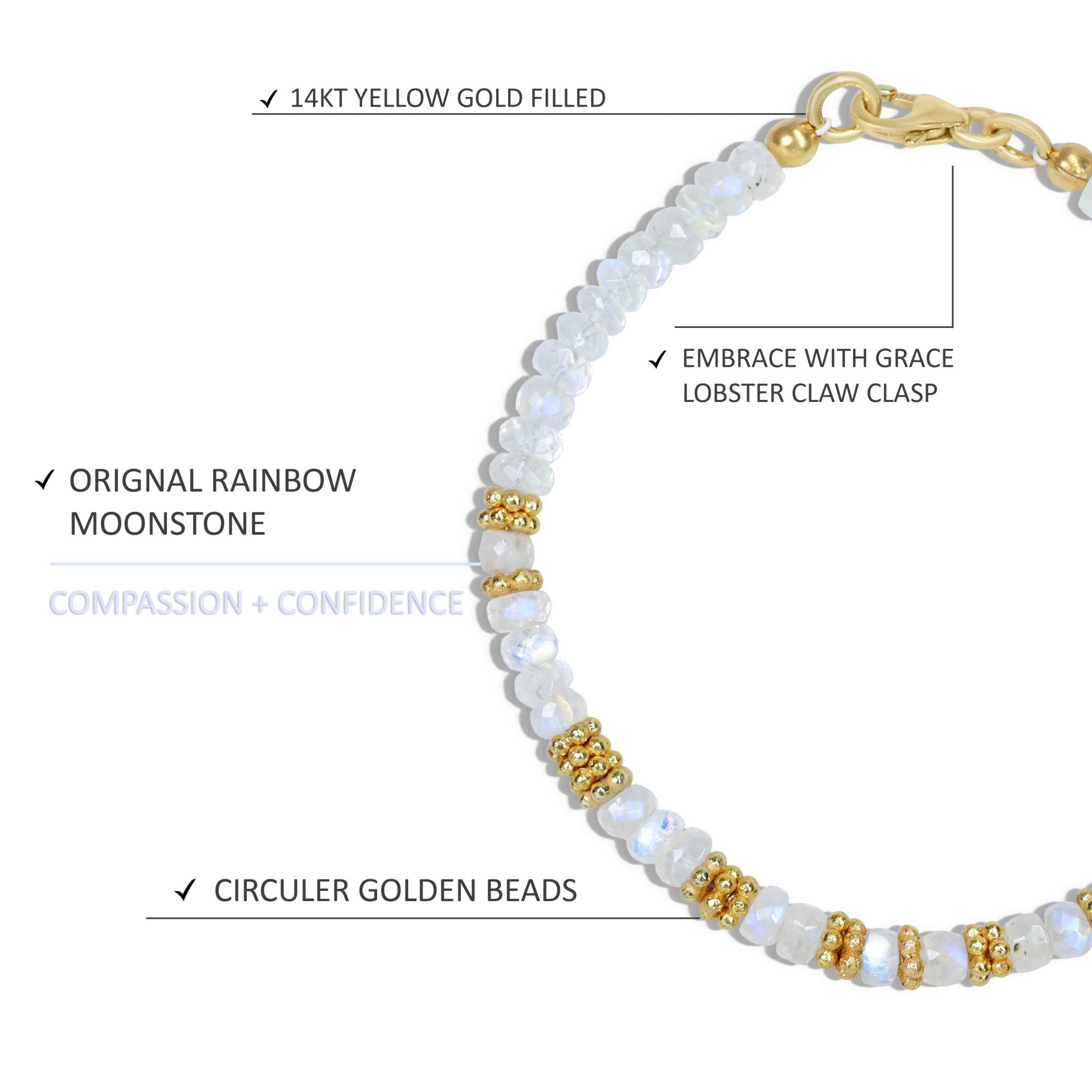 Natural Moonstone Separator Beaded Bracelet - Goodstone Jewels