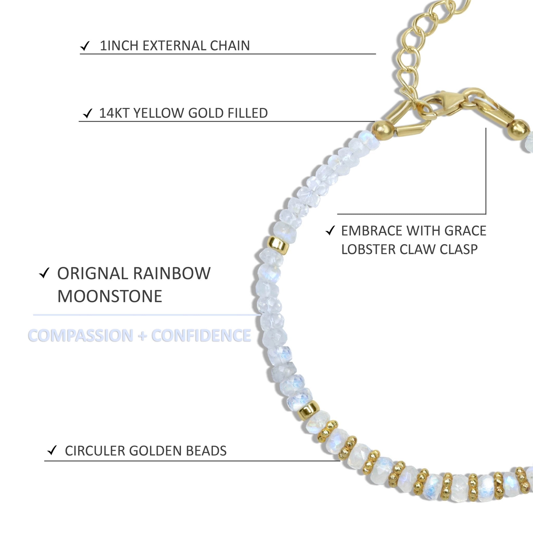 Natural Moonstone Separator Rondelle Beaded Bracelet - Goodstone Jewels