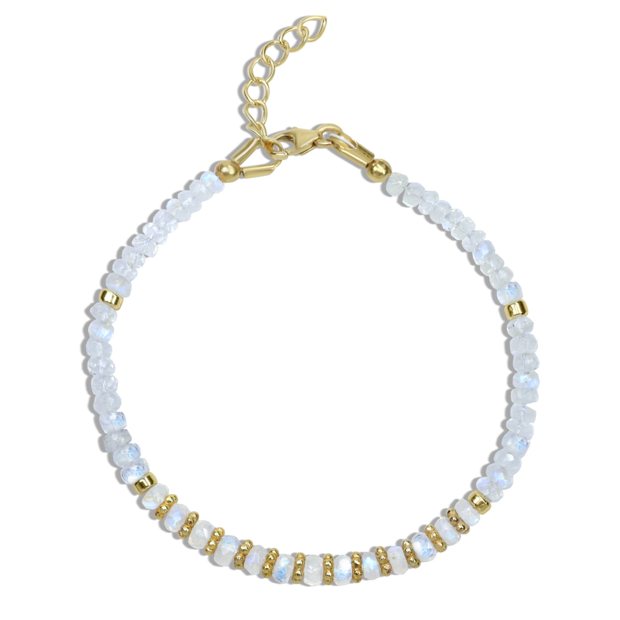 Natural Moonstone Separator Rondelle Beaded Bracelet - Goodstone Jewels