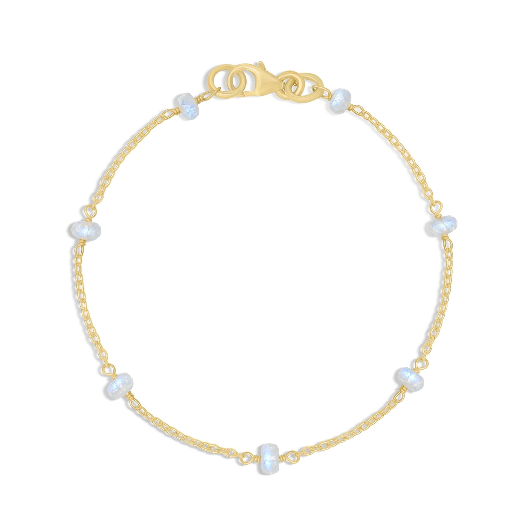 Natural Moonstone Smooth Beaded Chain Bracelet - Goodstone Jewels
