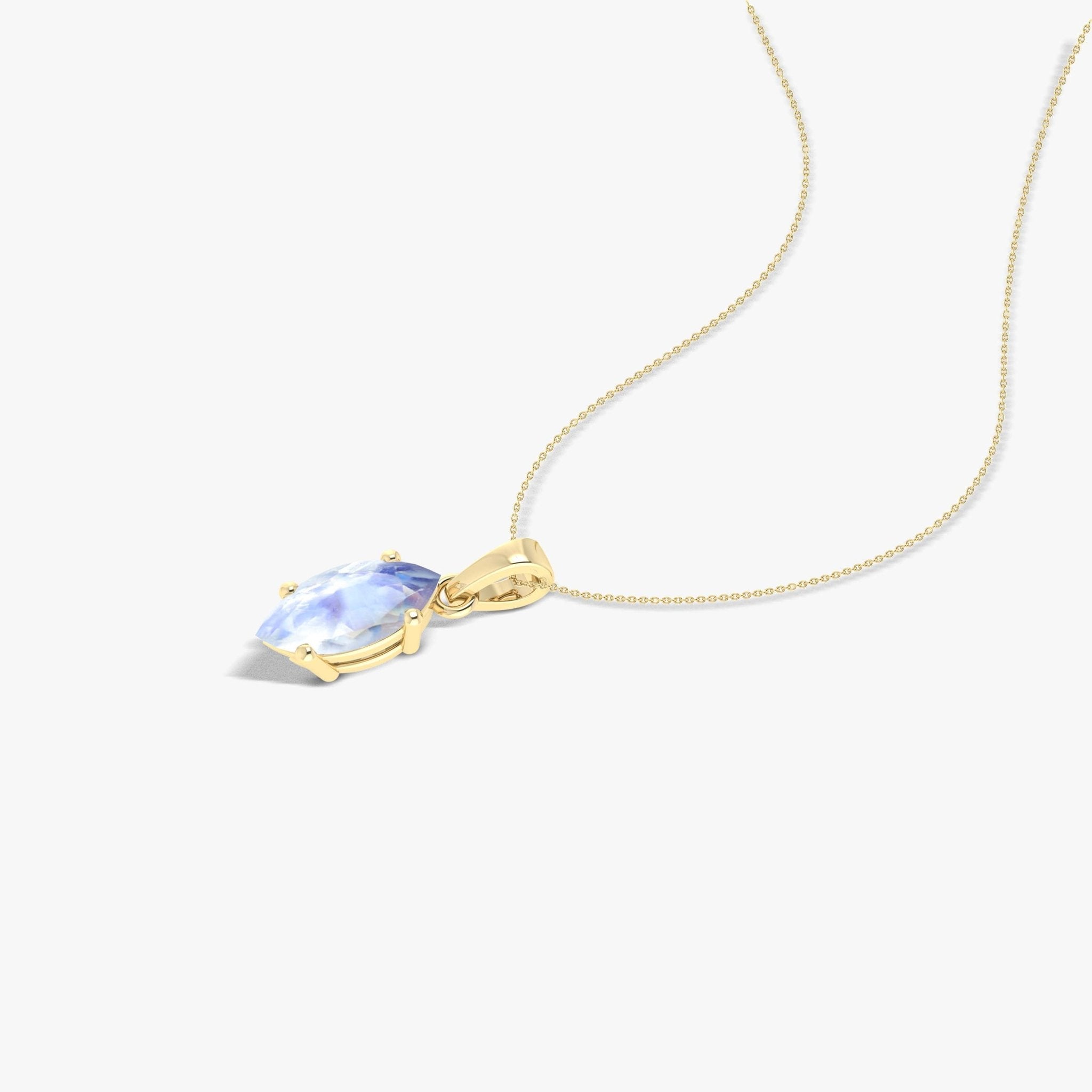 Natural Moonstone Solitaire Chain Pendant Necklace - Goodstone Jewels