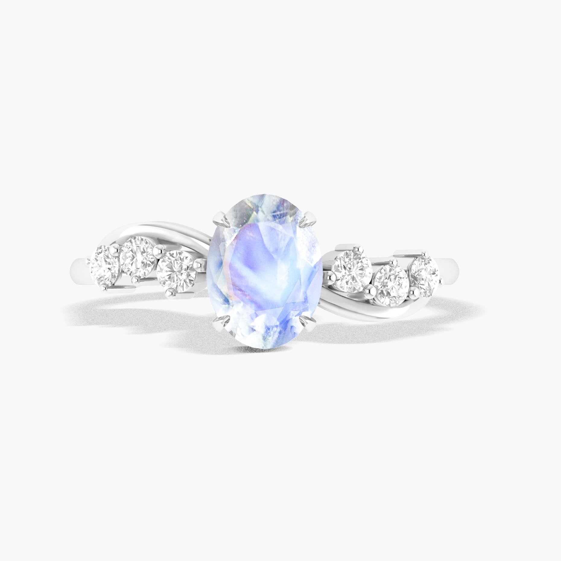 Natural Moonstone Solitaire with Accents Ring with Gold Filled & Sterling Silver - Goodstone Jewels