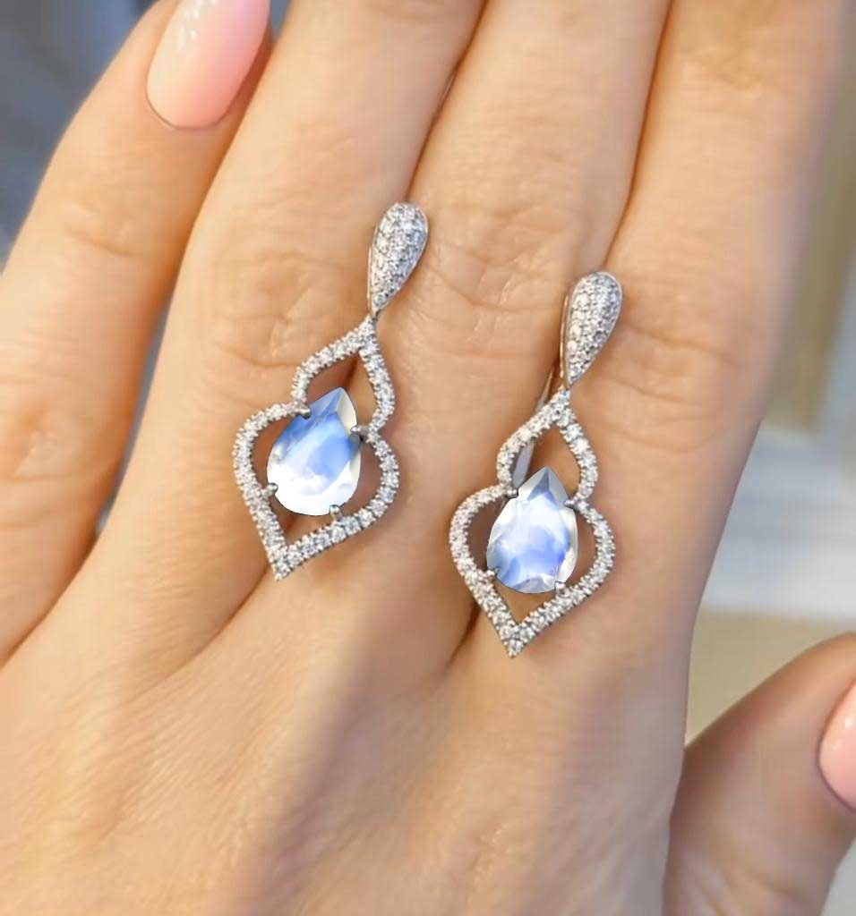 Natural Moonstone Stylish Stud and Drop Earring - Goodstone Jewels