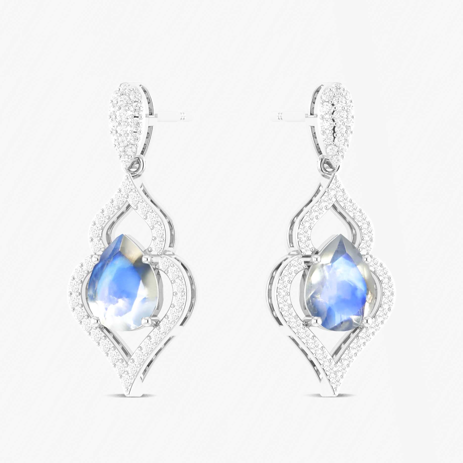 Natural Moonstone Stylish Stud and Drop Earring - Goodstone Jewels