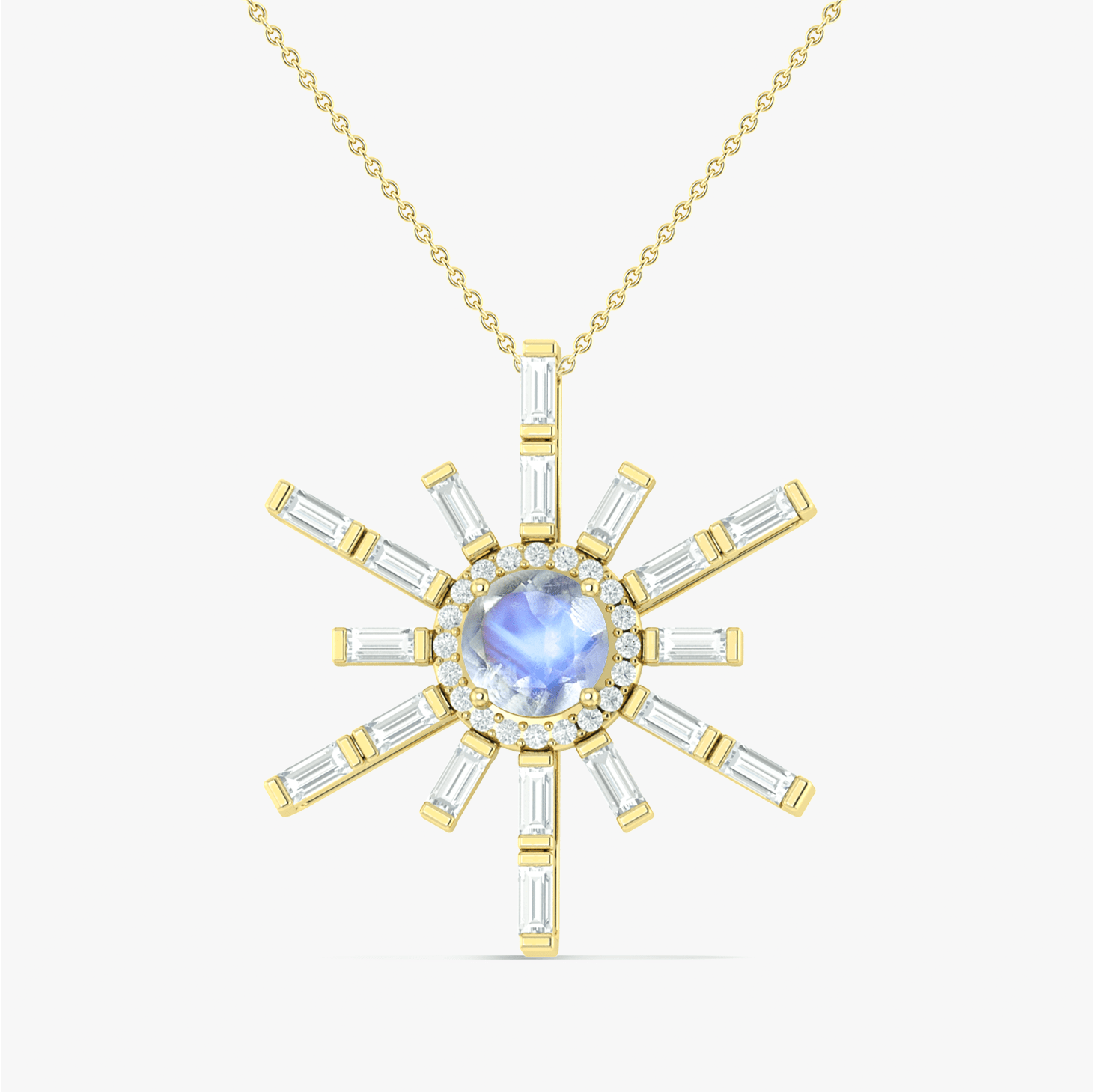 Natural Moonstone Sun Charm Pendant Necklace - Goodstone Jewels