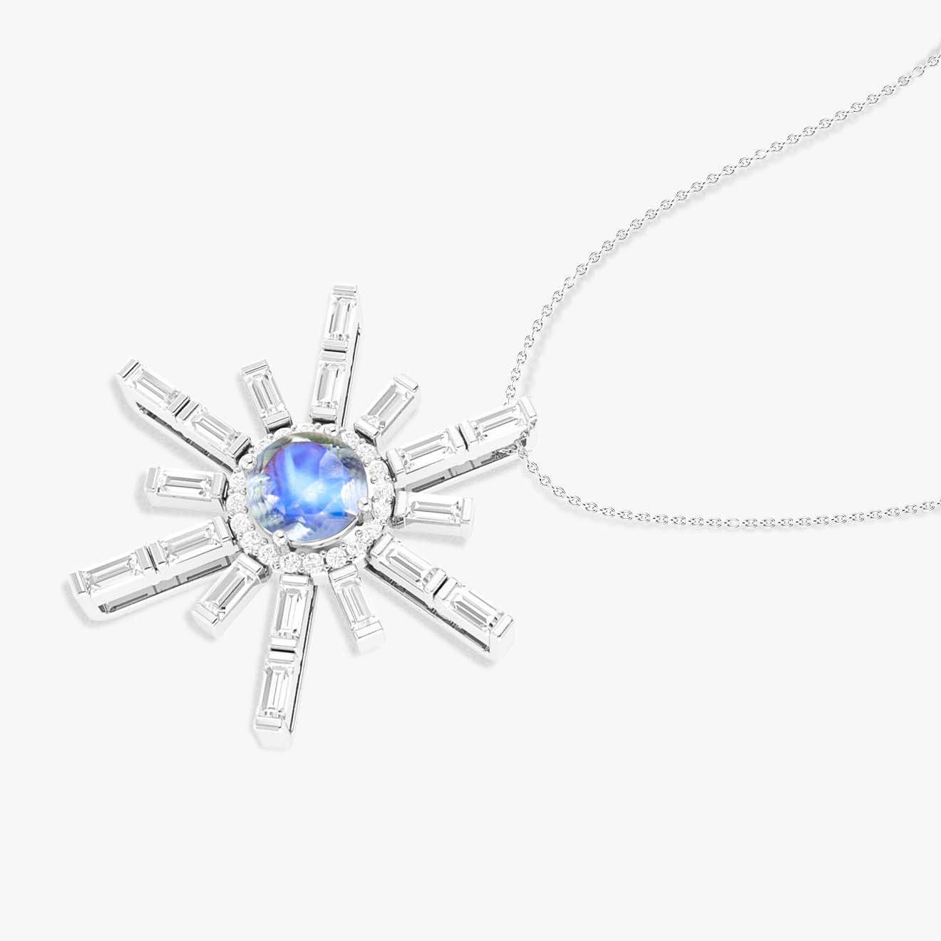 Natural Moonstone Sun Charm Pendant Necklace - Goodstone Jewels