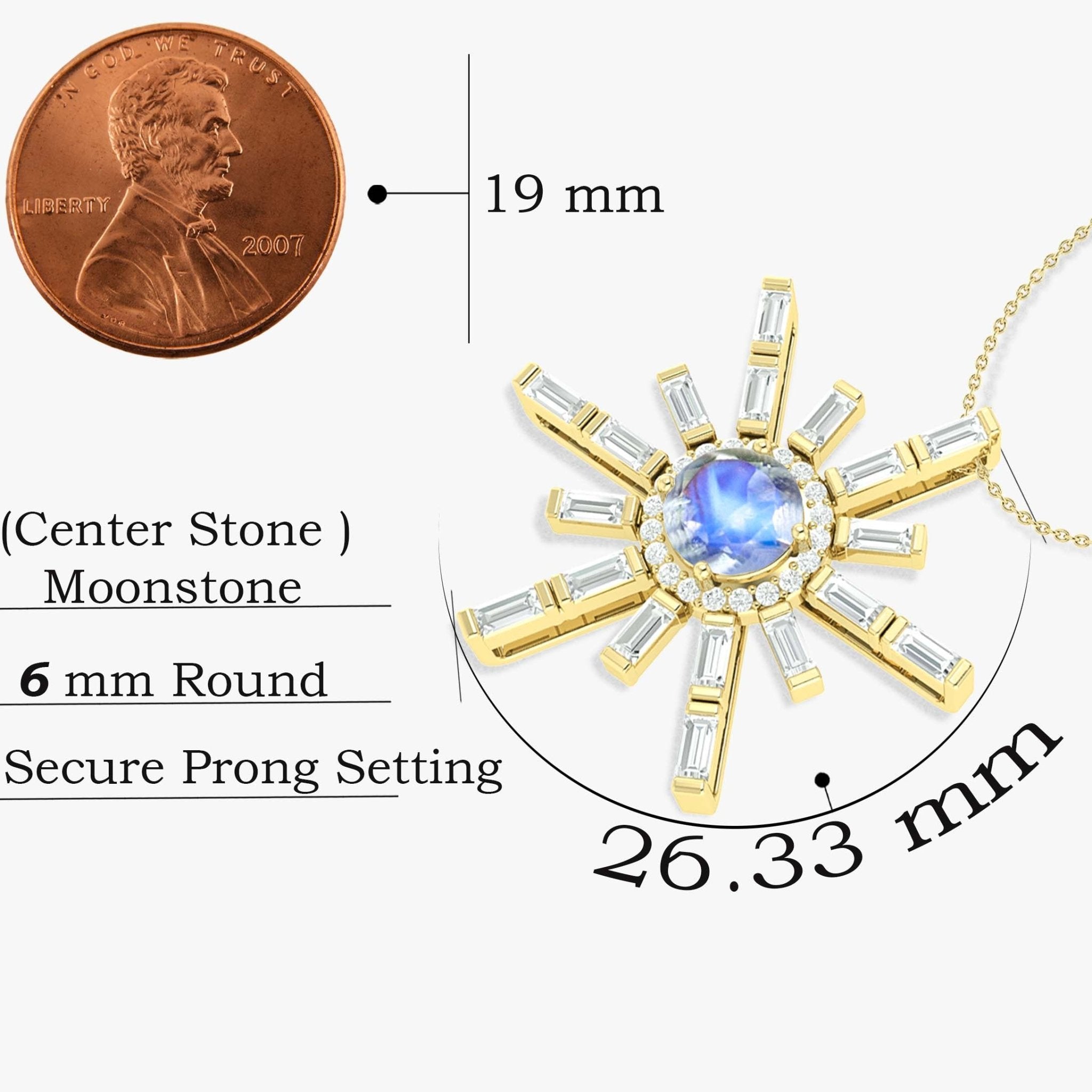 Natural Moonstone Sun Charm Pendant Necklace - Goodstone Jewels
