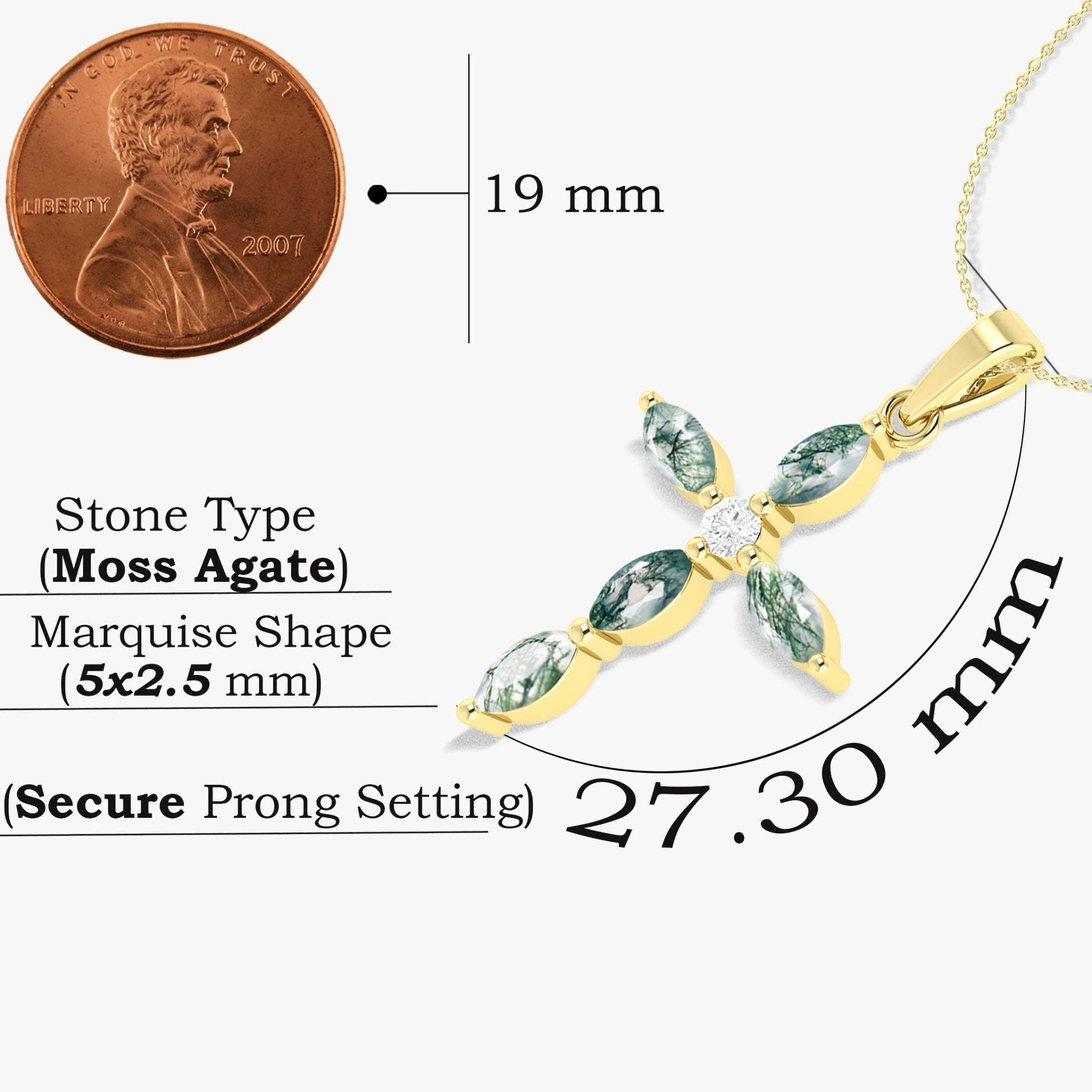 Natural Moss Agate Marquise Shape Gemstone Pendant Necklace - Goodstone Jewels