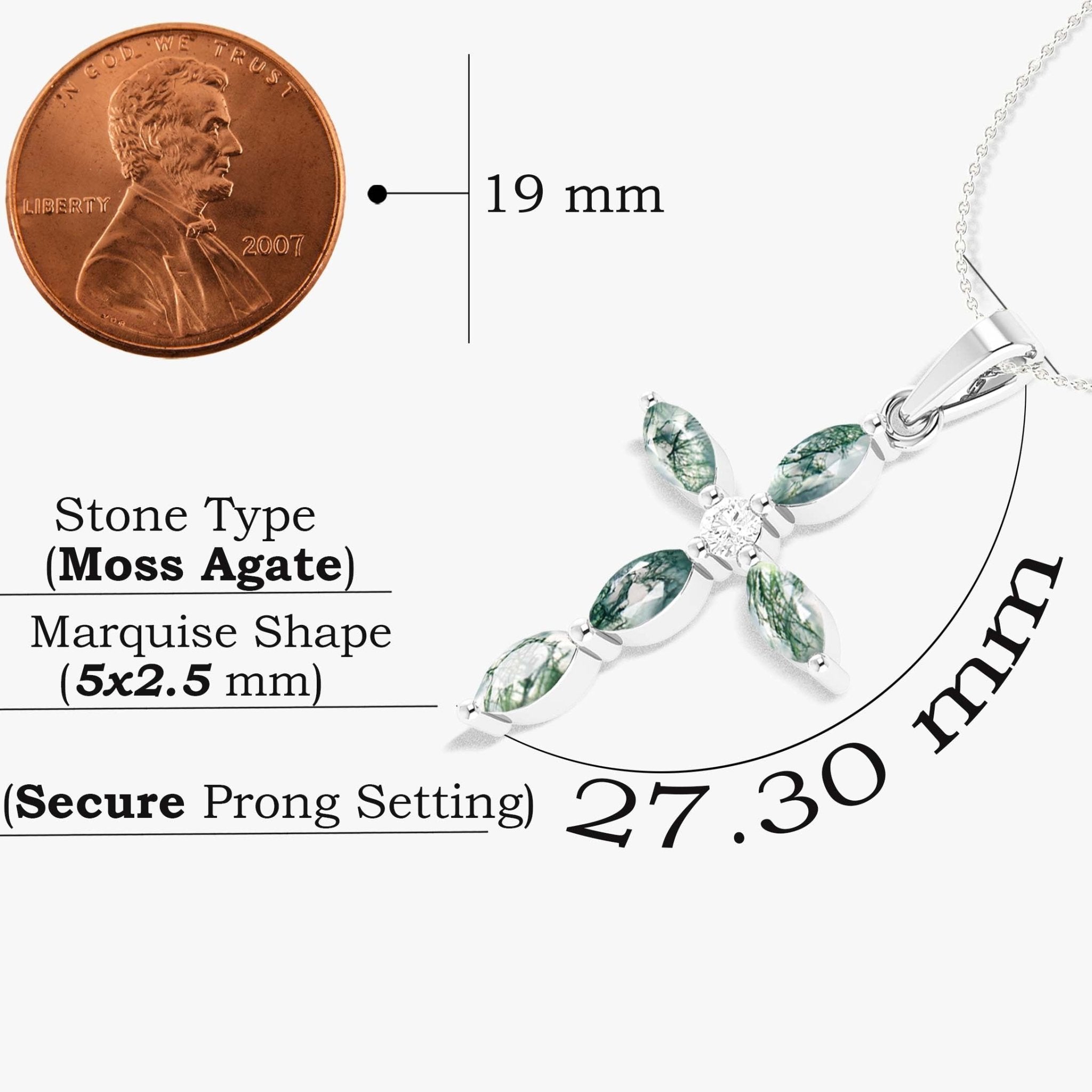 Natural Moss Agate Marquise Shape Gemstone Pendant Necklace - Goodstone Jewels