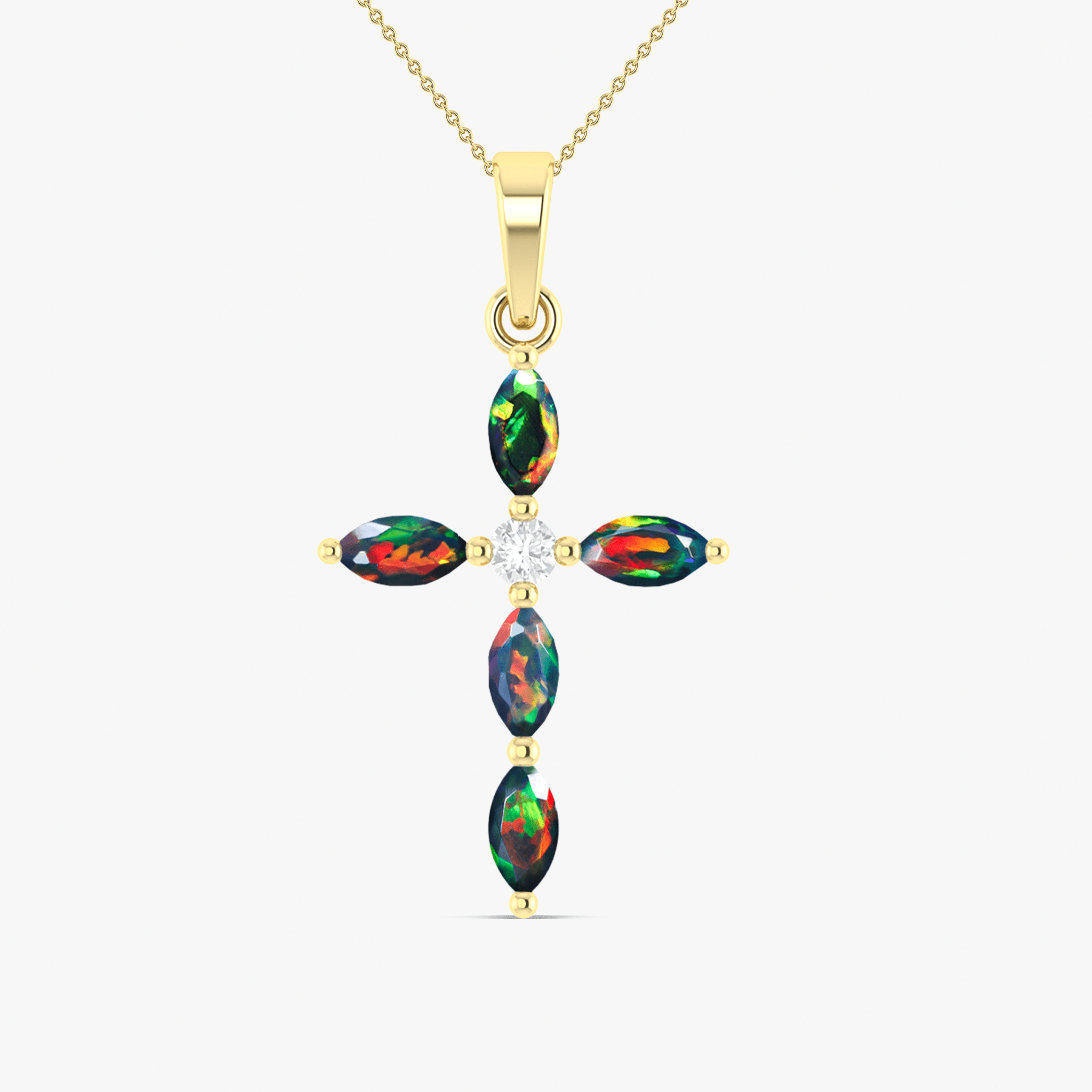 Natural Multi Fire Opal Marquise Shape Gemstone Pendant Necklace - Goodstone Jewels
