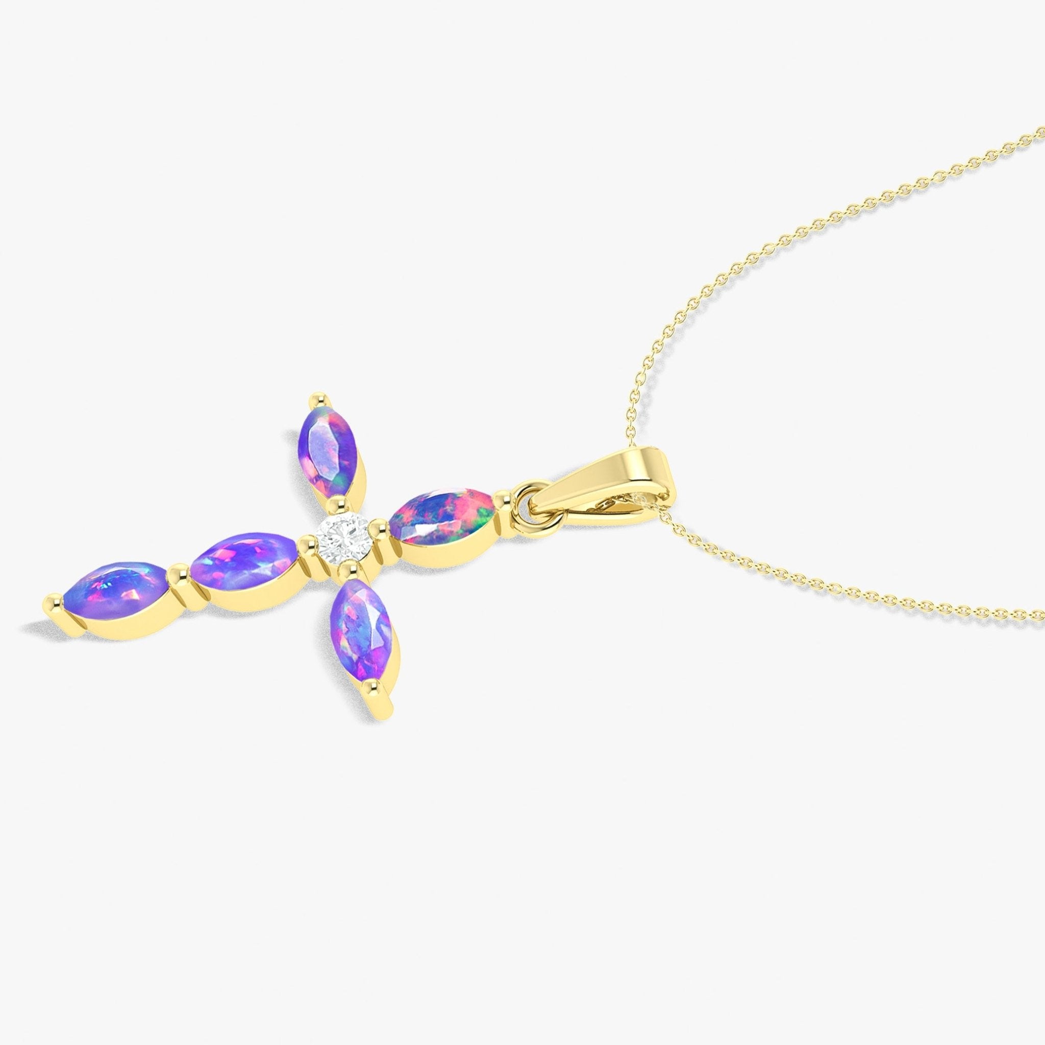 Natural Multi Fire Opal Marquise Shape Gemstone Pendant Necklace - Goodstone Jewels