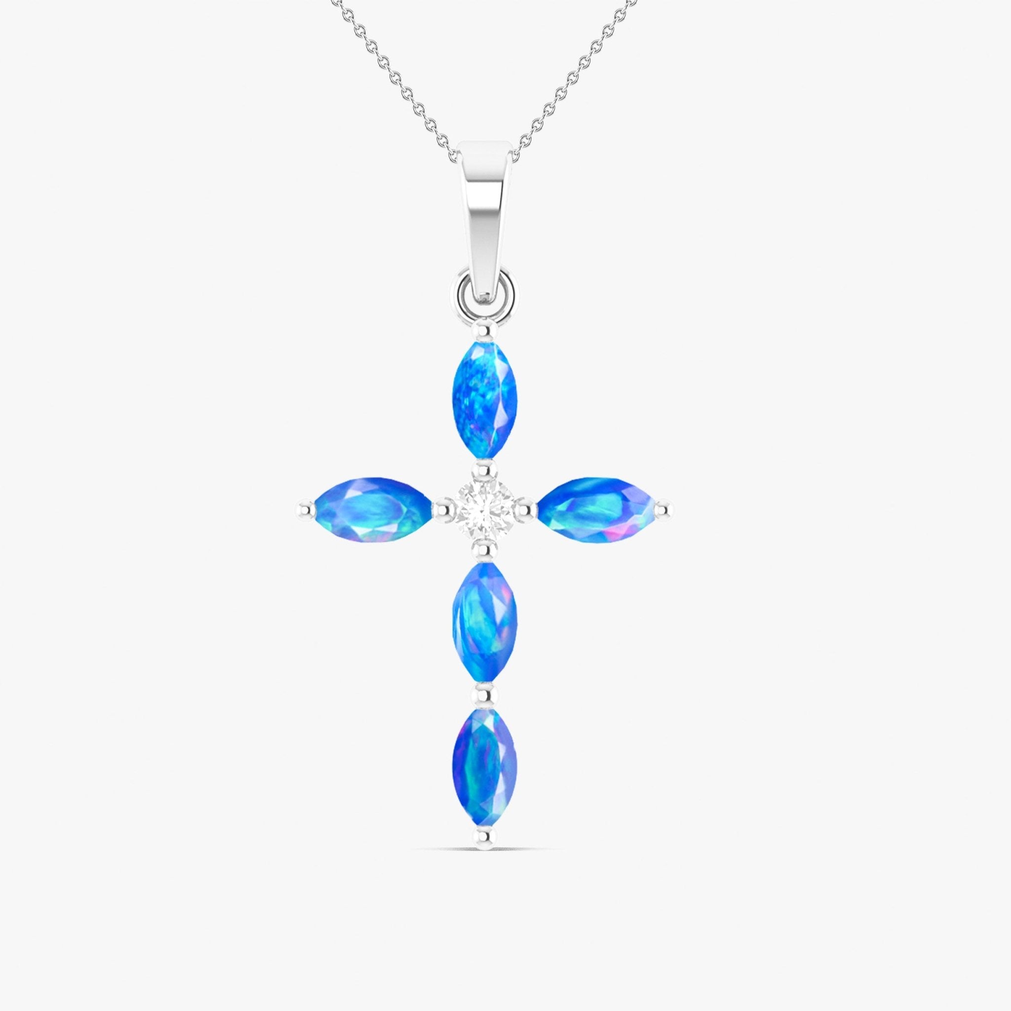 Natural Multi Fire Opal Marquise Shape Gemstone Pendant Necklace - Goodstone Jewels